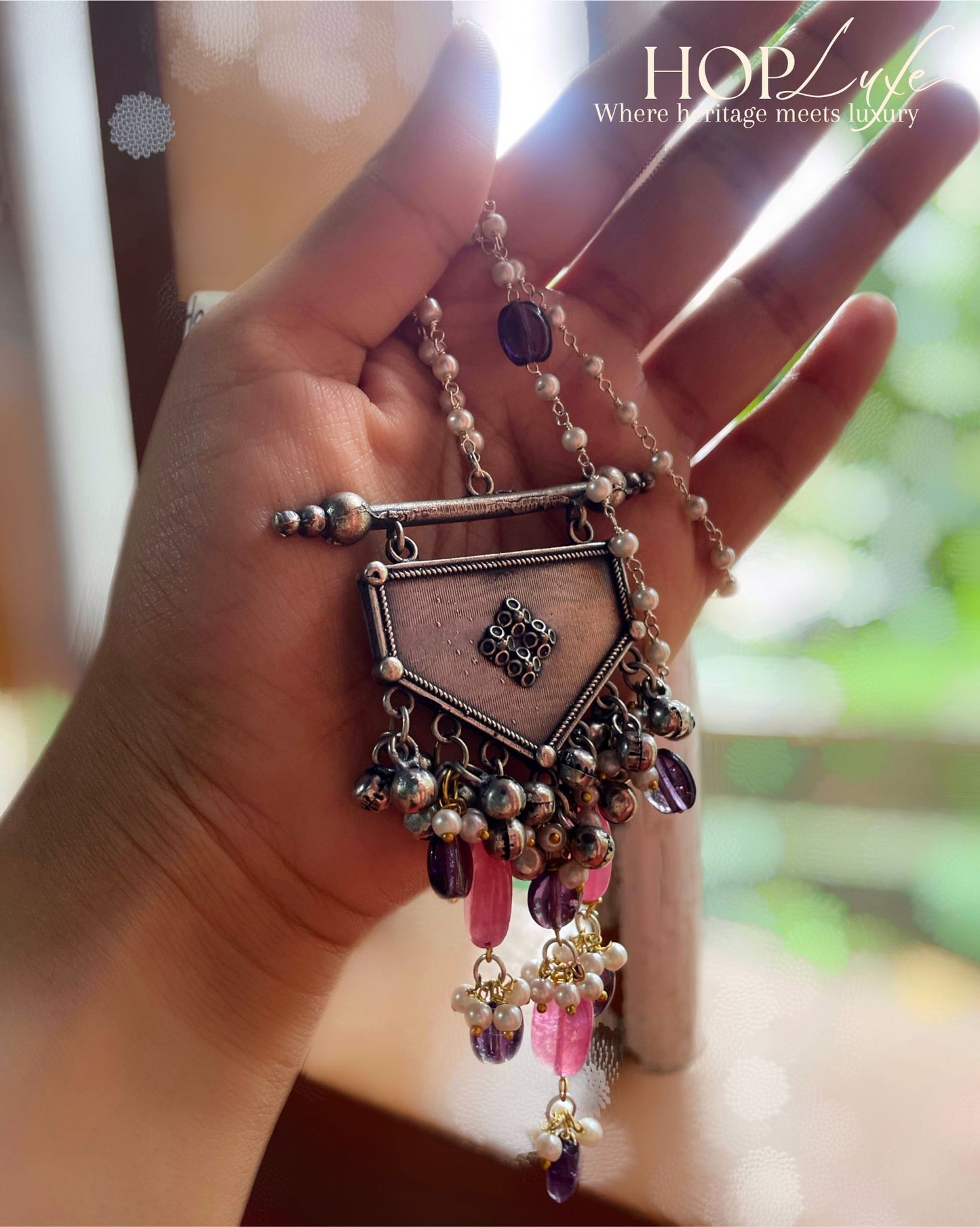 Sunset at Pichola | Contemporary-Style Statement Haaram | Natural & Semi Precious Stone Series | HOP Luxe