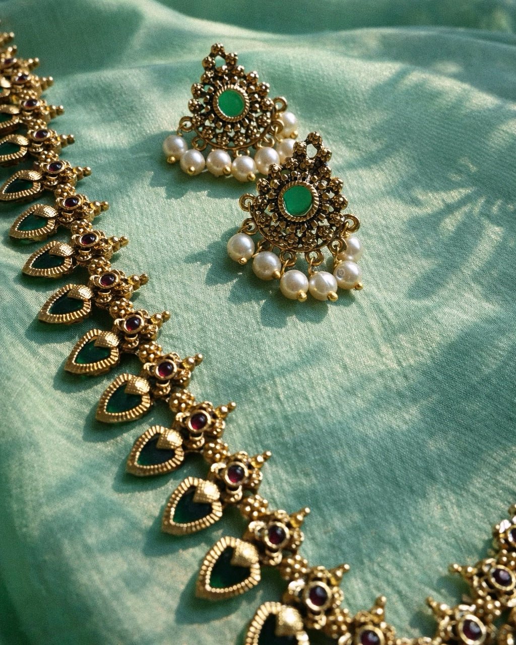 Paccha Palakka Haaram | Antique Heritage Inspired Necklace Set | The Vishu Collective'26