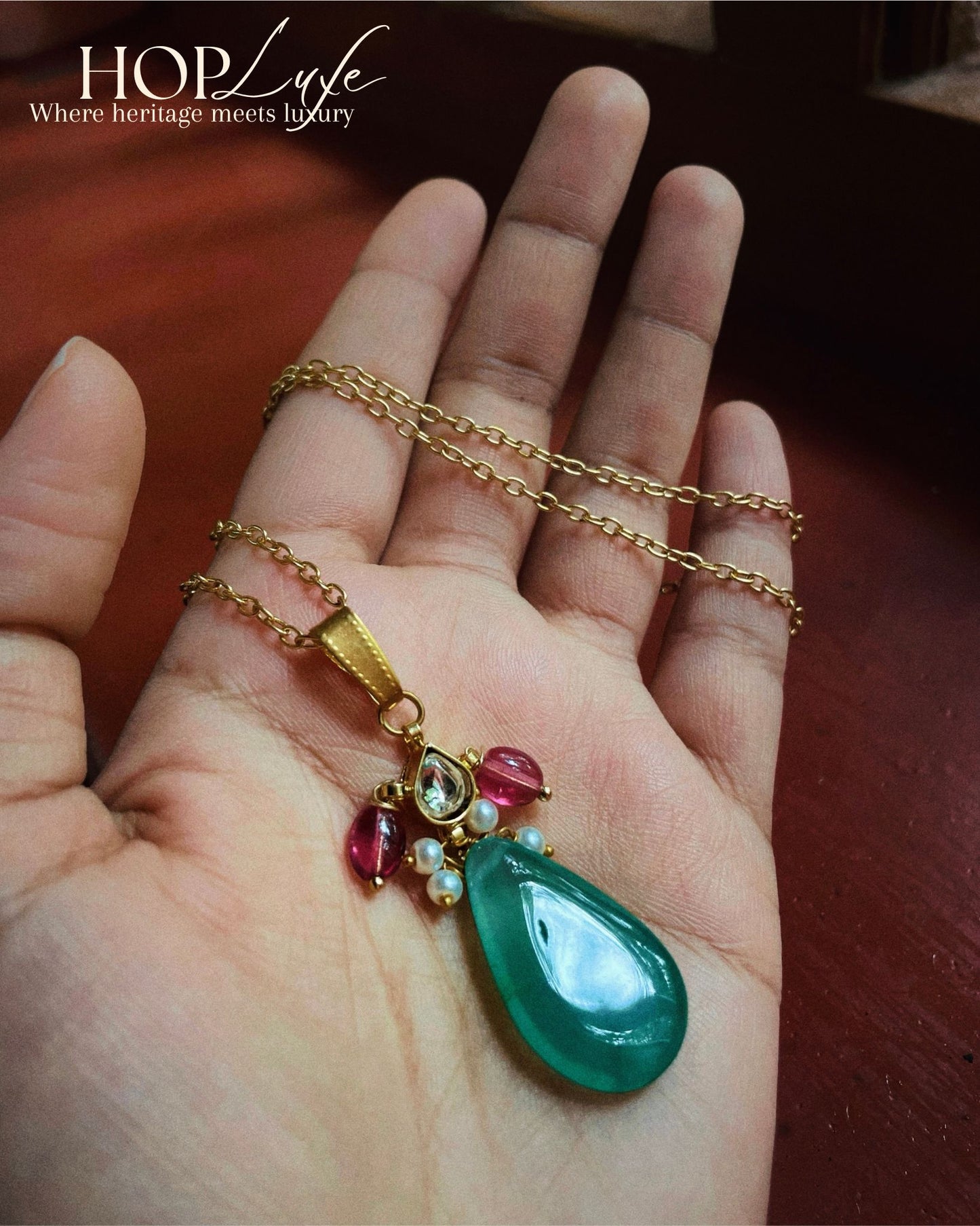 Seafoam Drops | Pendant & Chain | Natural & Semi Precious Stone Series | HOP Luxe