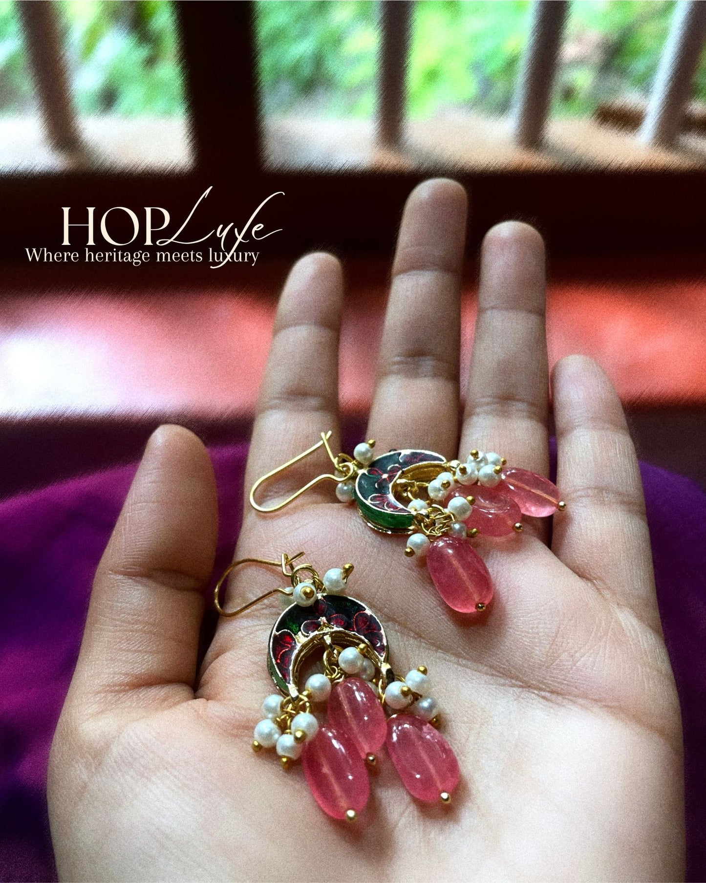 Gulbahar Meenakari Baalis| Natural & Semi Precious Stone Series | HOP Luxe