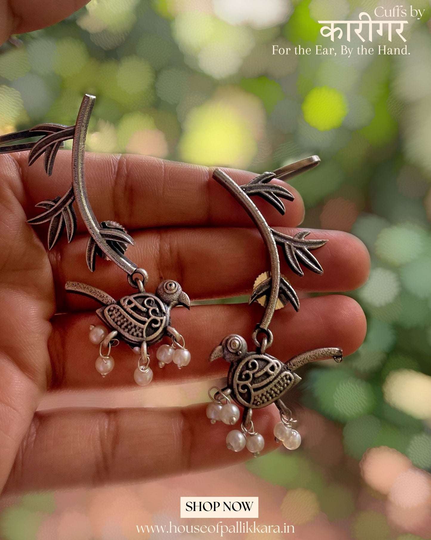 Koel | Contemporay Ear cuffs by the कारीगर | Silver Plated