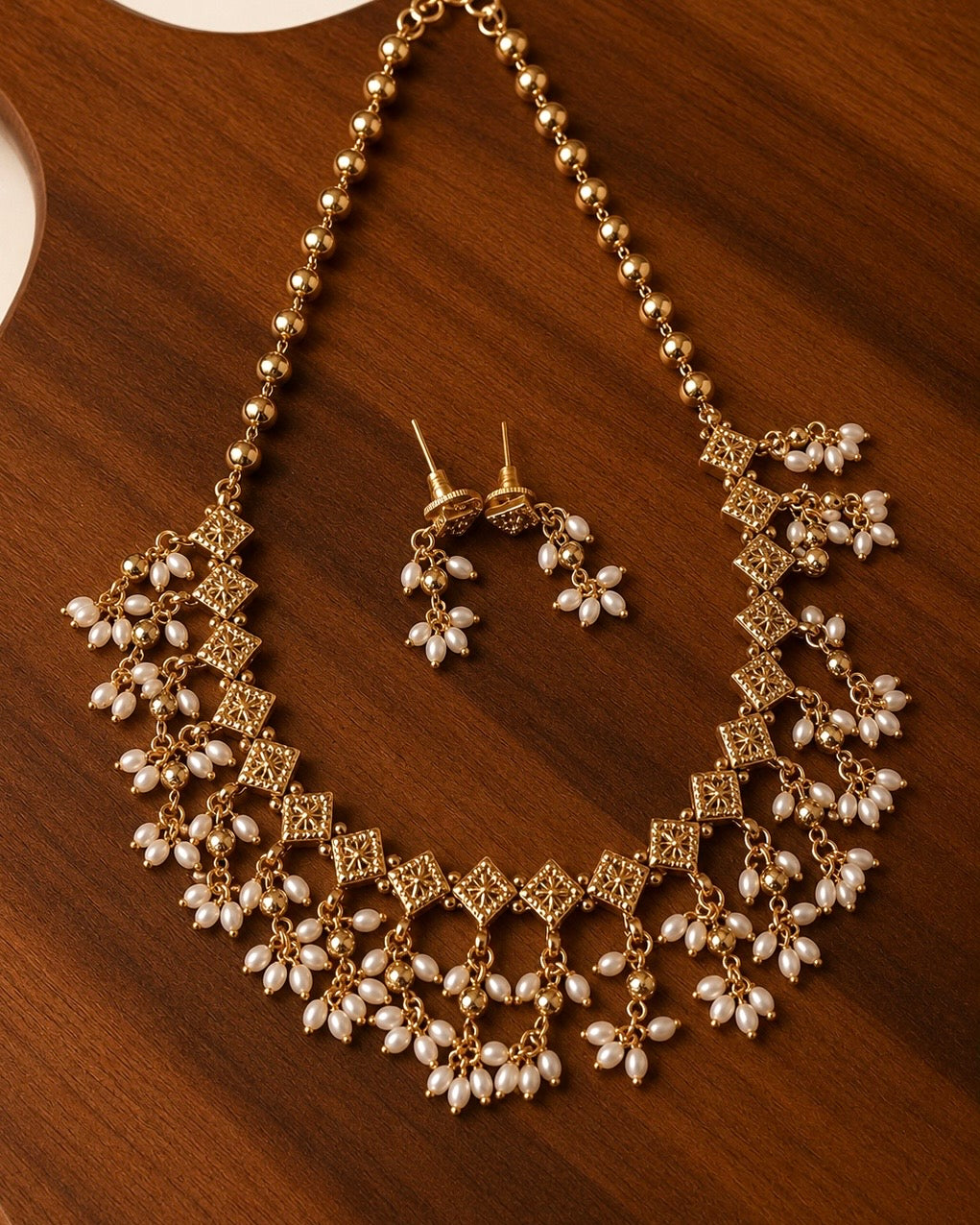 Vajra Rice Pearl Drops | Antique Necklace Set | Onam'26