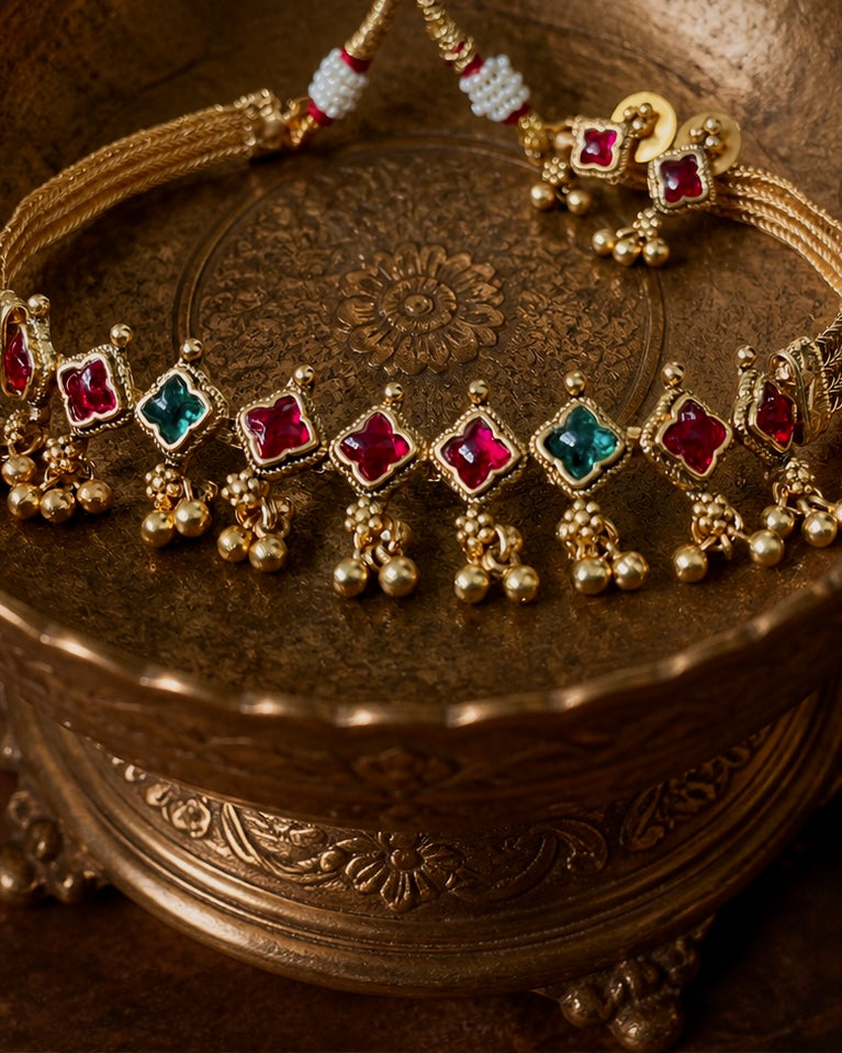 Naalukettu Poovalli |Antique Heritage Inspired Choker Set