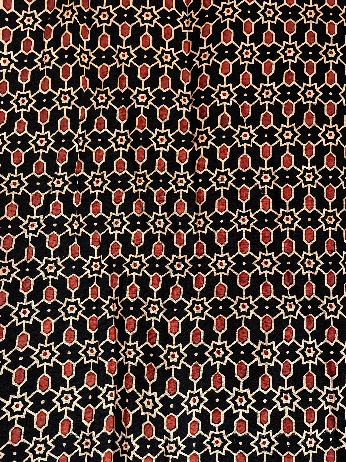 Pure Ajrakh Cotton Mandarin Collared Tunic | Black x Geometric Block | Womenswear