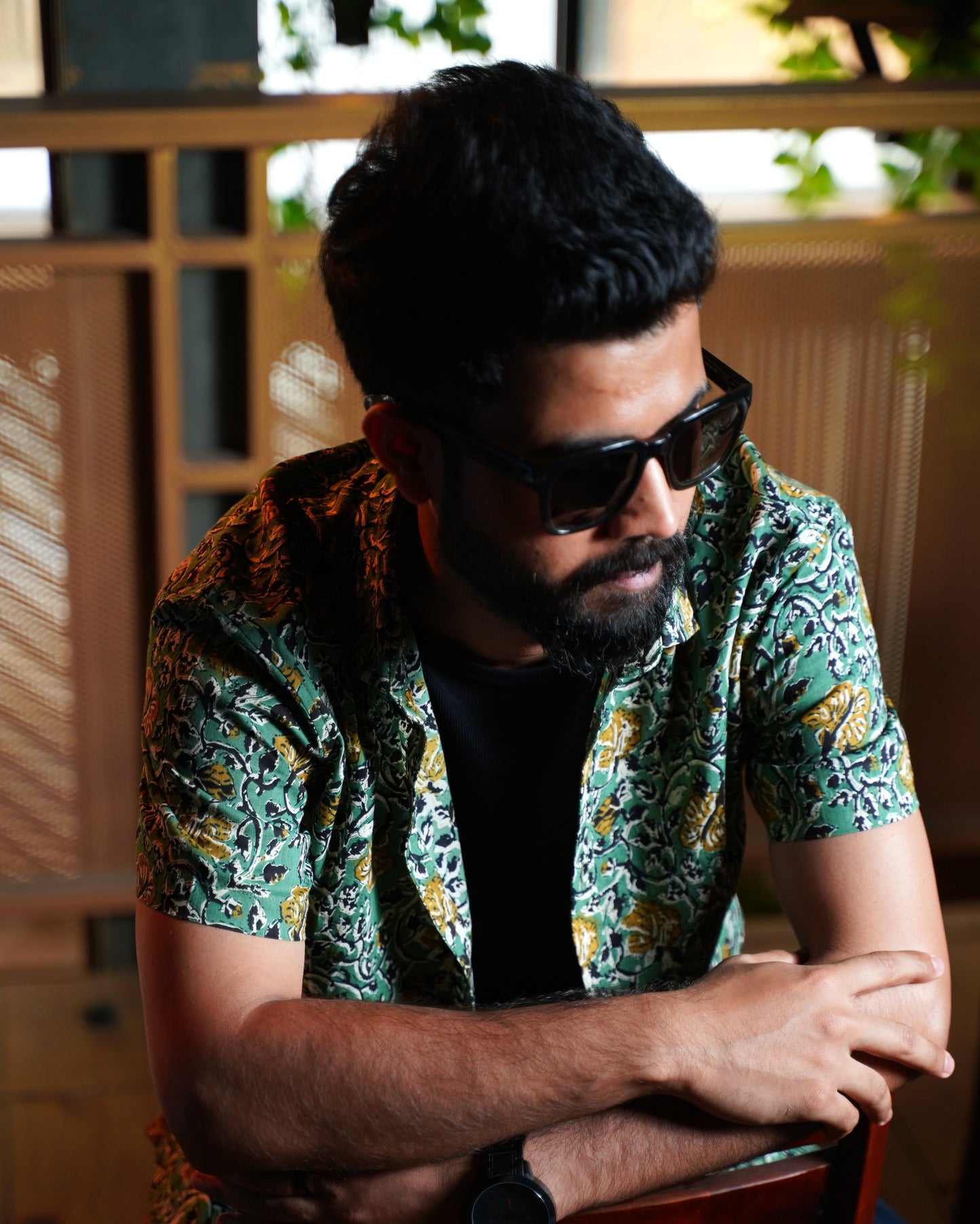 Sea Green Sanganeri Floral Printed Shirt