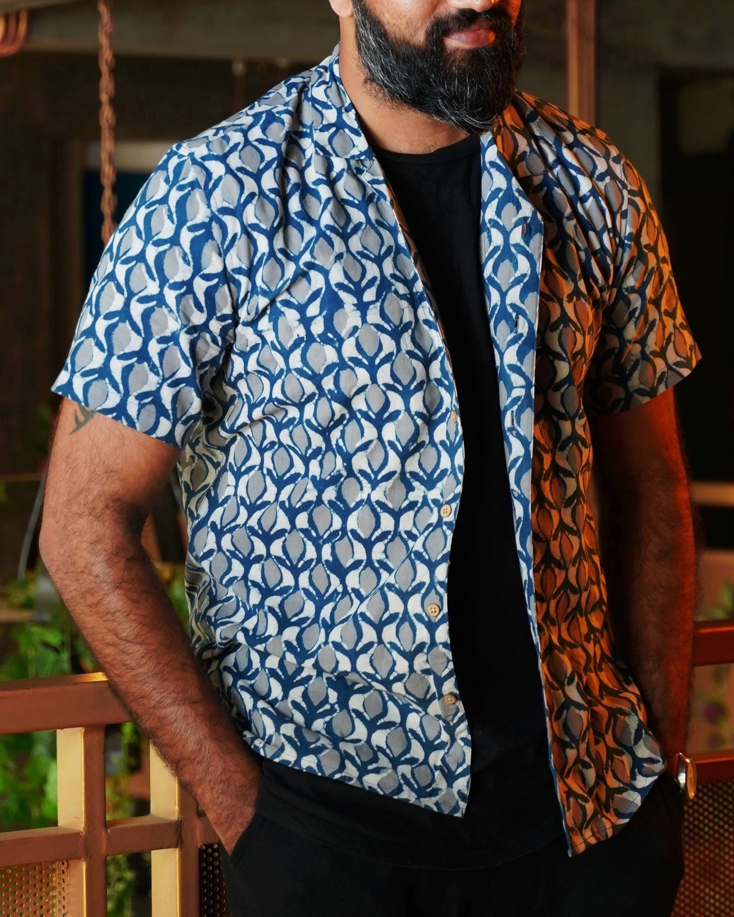 Indigo Blue Dabu Batik Shirt