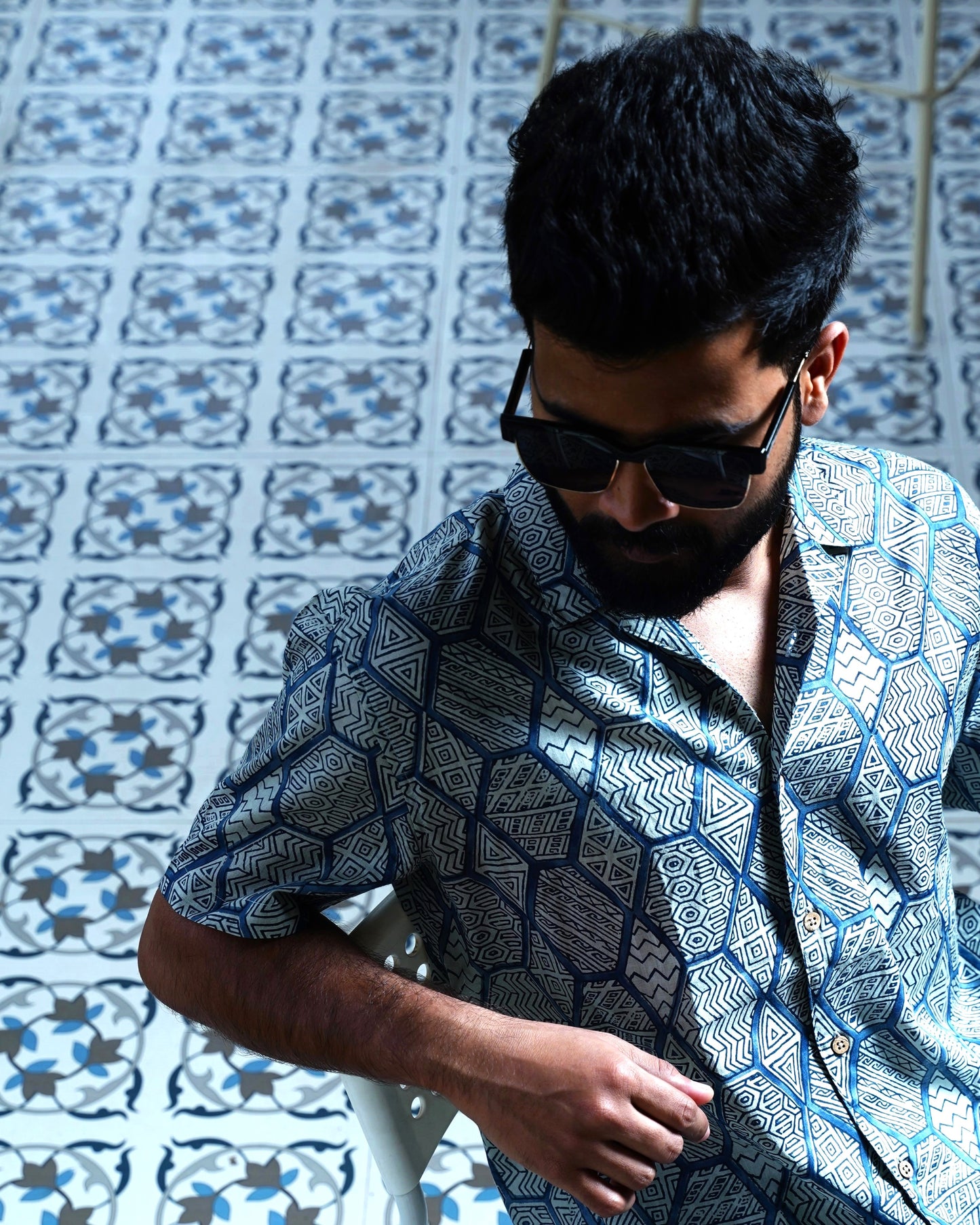 Ink Blue Abstract Printed Shirt