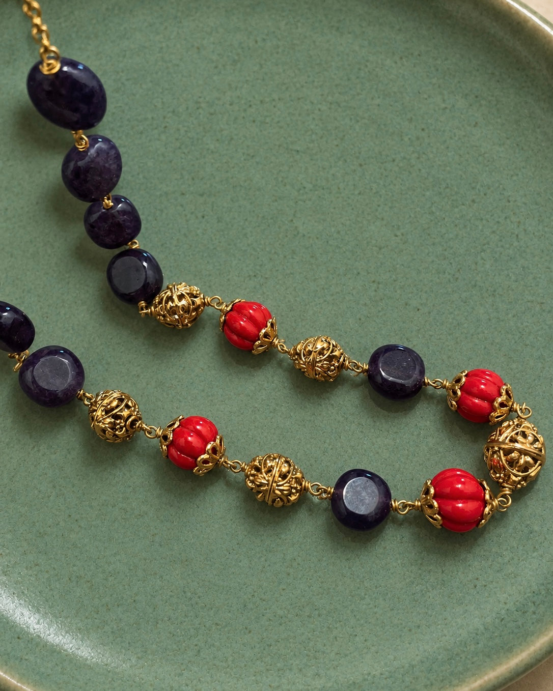 Plum & Persimmon | Vintage Beaded Necklace |The Beaded Affair