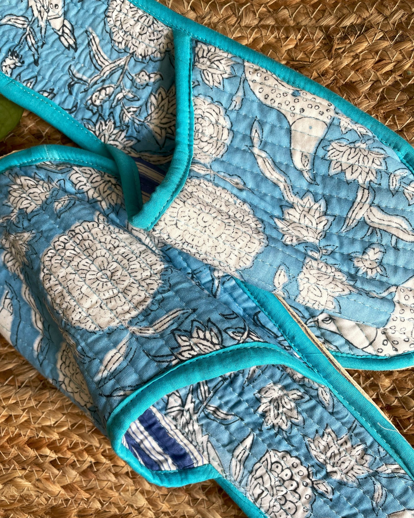 Tranquil Oasis | Hand Block Printed & Quilted Cotton Home Slip-Ons