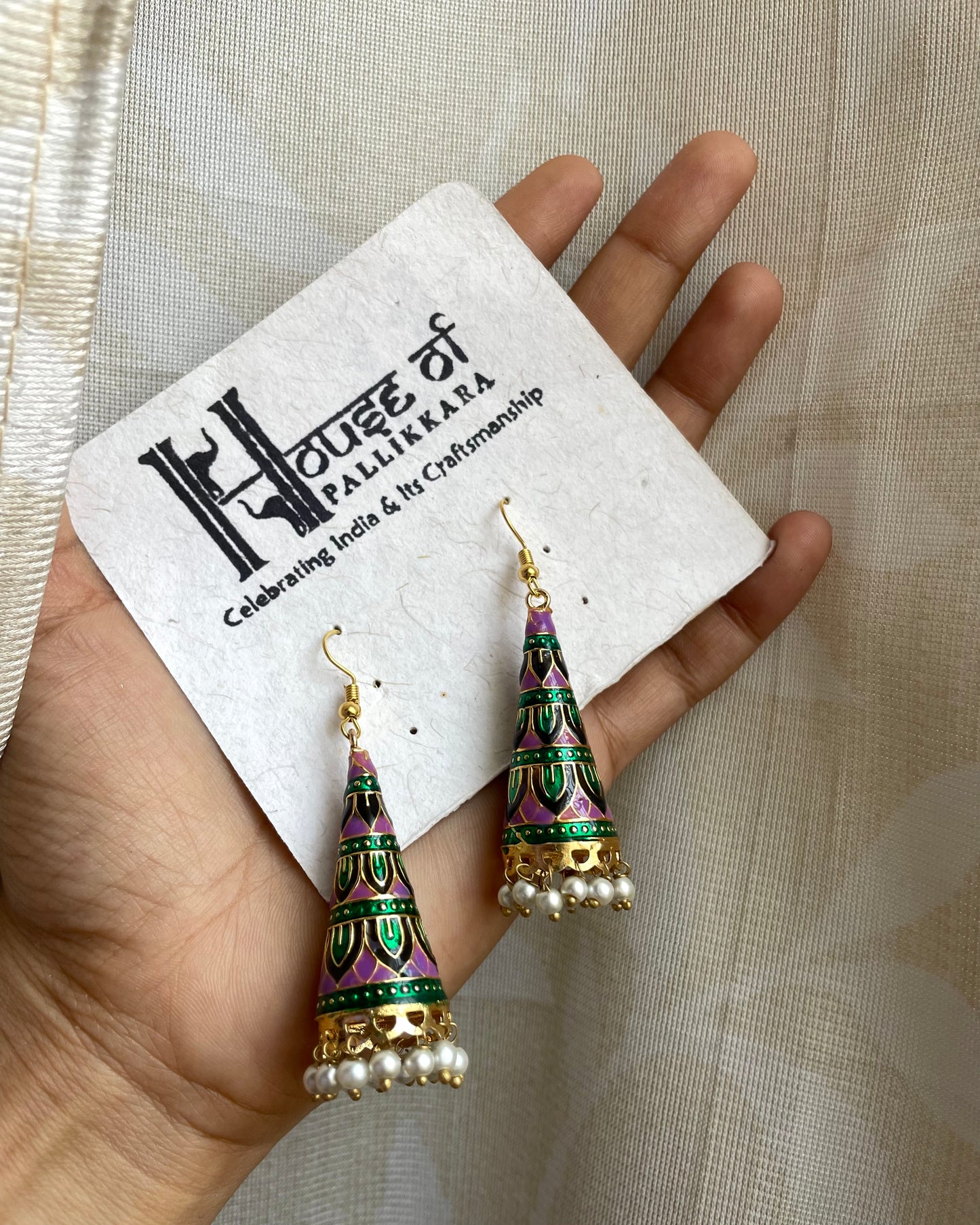 Indirae | Conical Jhumkas | The Meenakari Edit