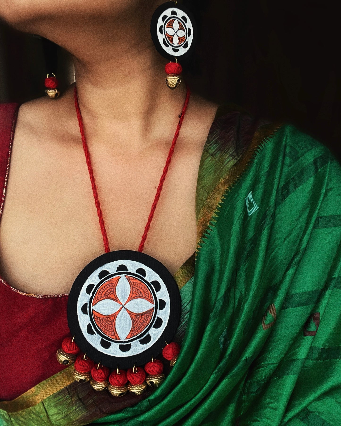 Theyyam Series |Yajna Mandala | Handcrafted Statement Set - Red