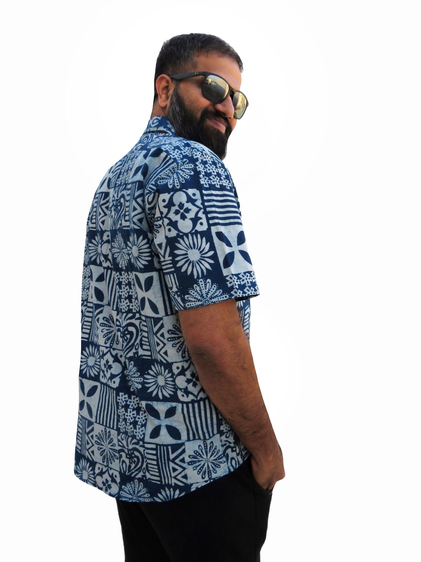 Yantra | Natural Indigo Block Printed Shirt
