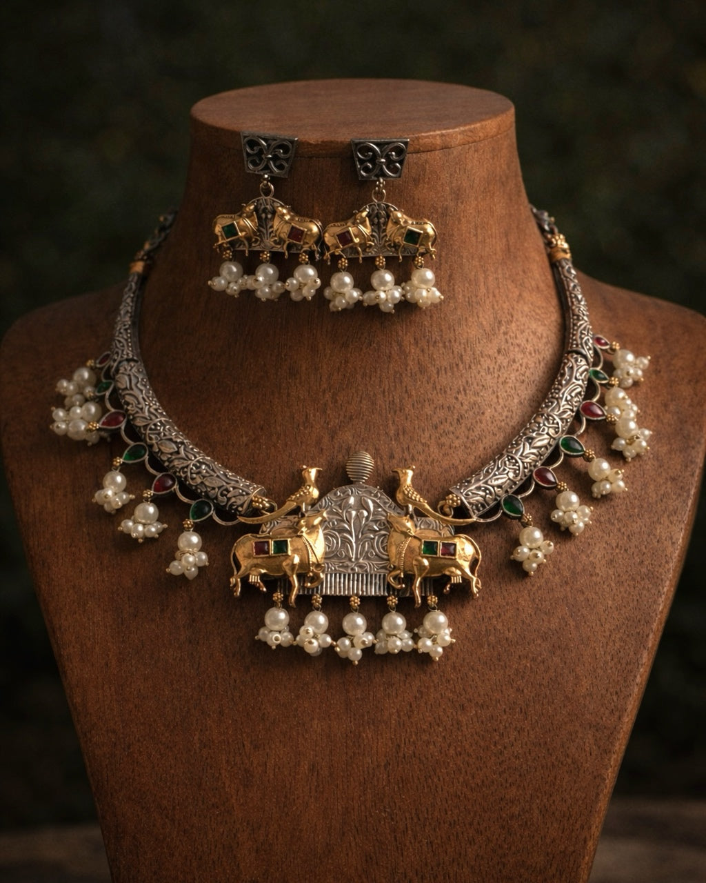 Nandi Layam | Silver Plated Fusion Handcrafted Designer Set