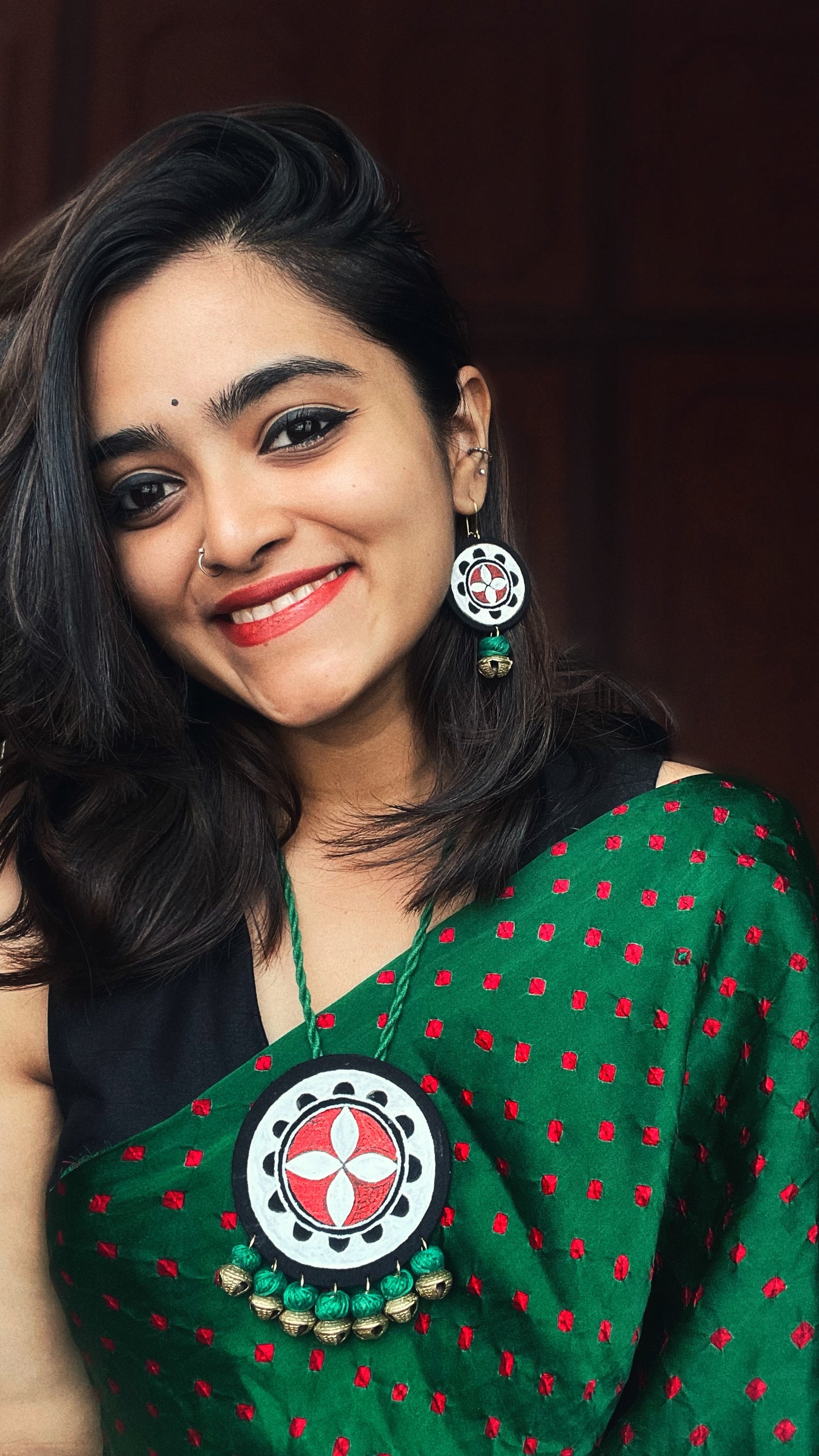 Theyyam Series |Yajna Mandala | Handcrafted Statement Set - Green