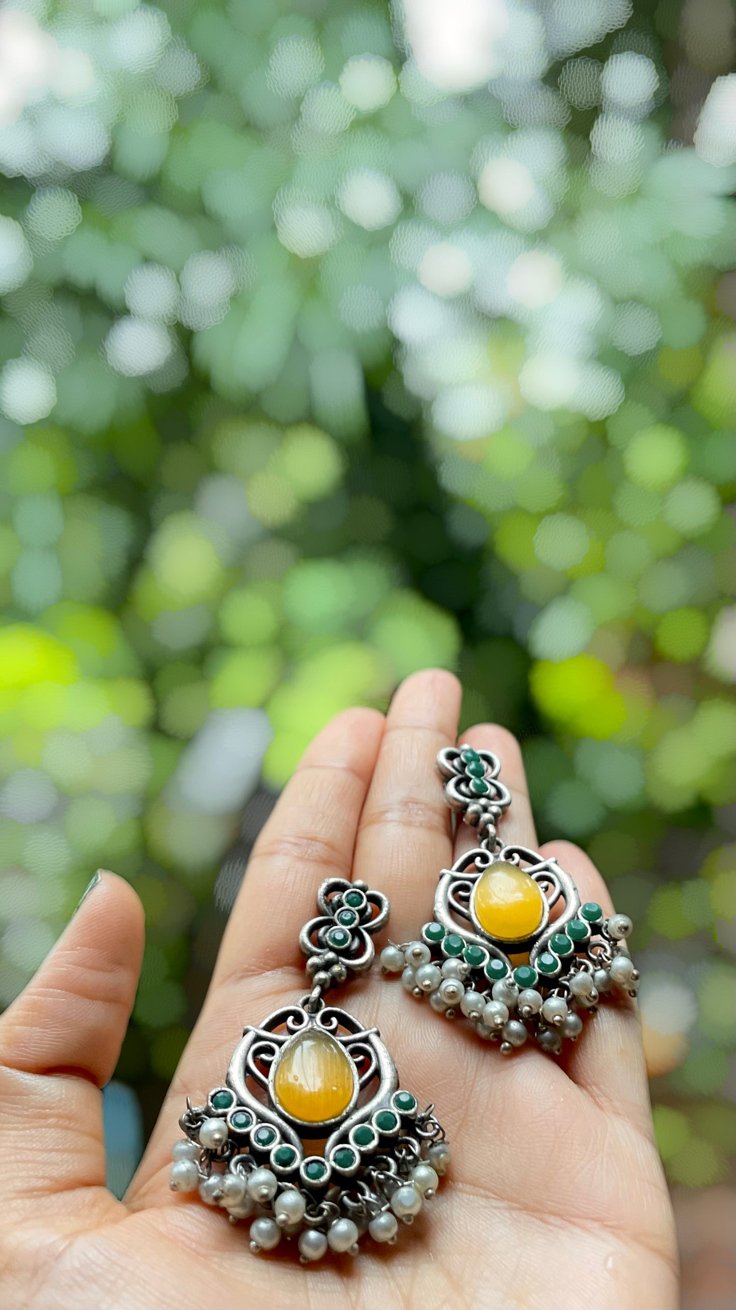 Amaya | Silver Plated Statement Drops with Pearls