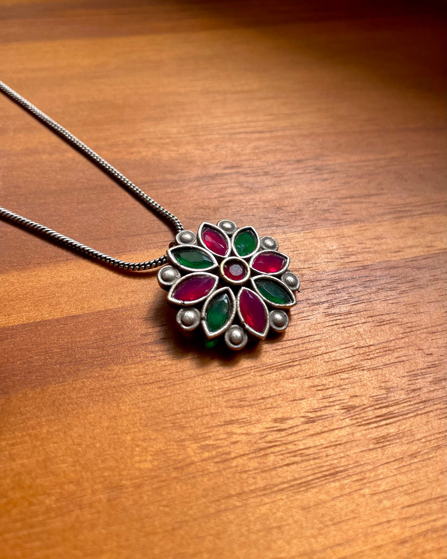 Anvayaa | Silver Plated Handcrafted Statement Pendant & Chain