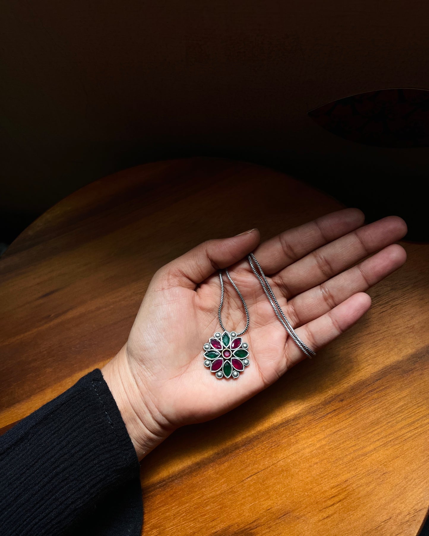 Anvayaa | Silver Plated Handcrafted Statement Pendant & Chain