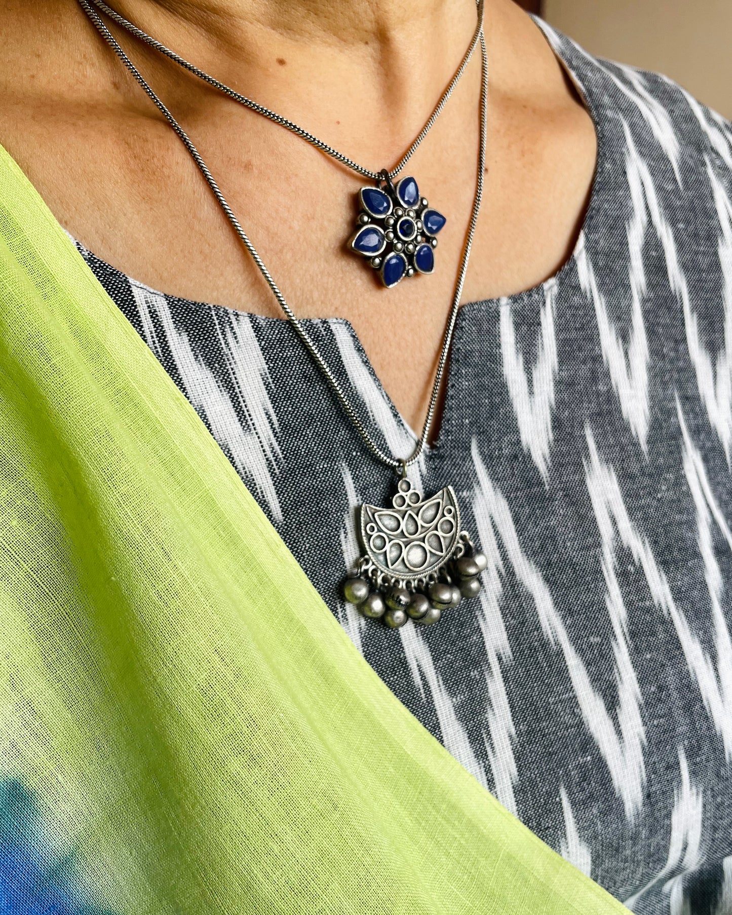 Ashmitra | Silver Plated Handcrafted Statement Pendant & Chain