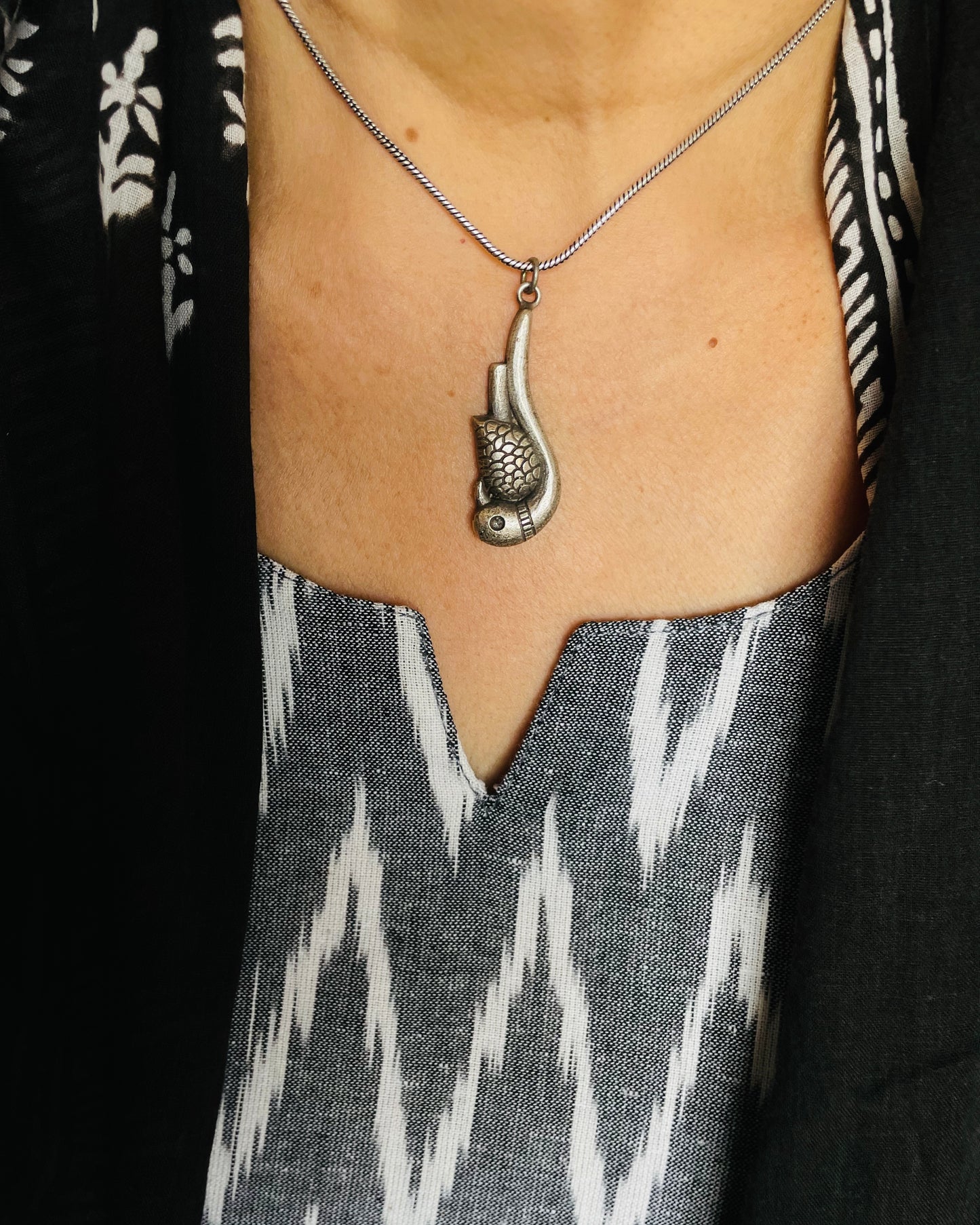 Mayukha | Silver Plated Handcrafted Statement Pendant & Chain