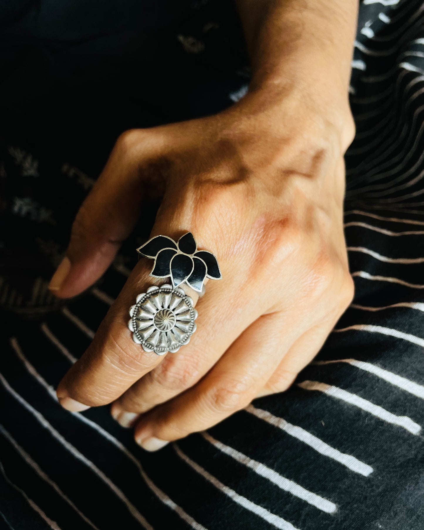 Taamara | Silver Plated Oxidised Ring