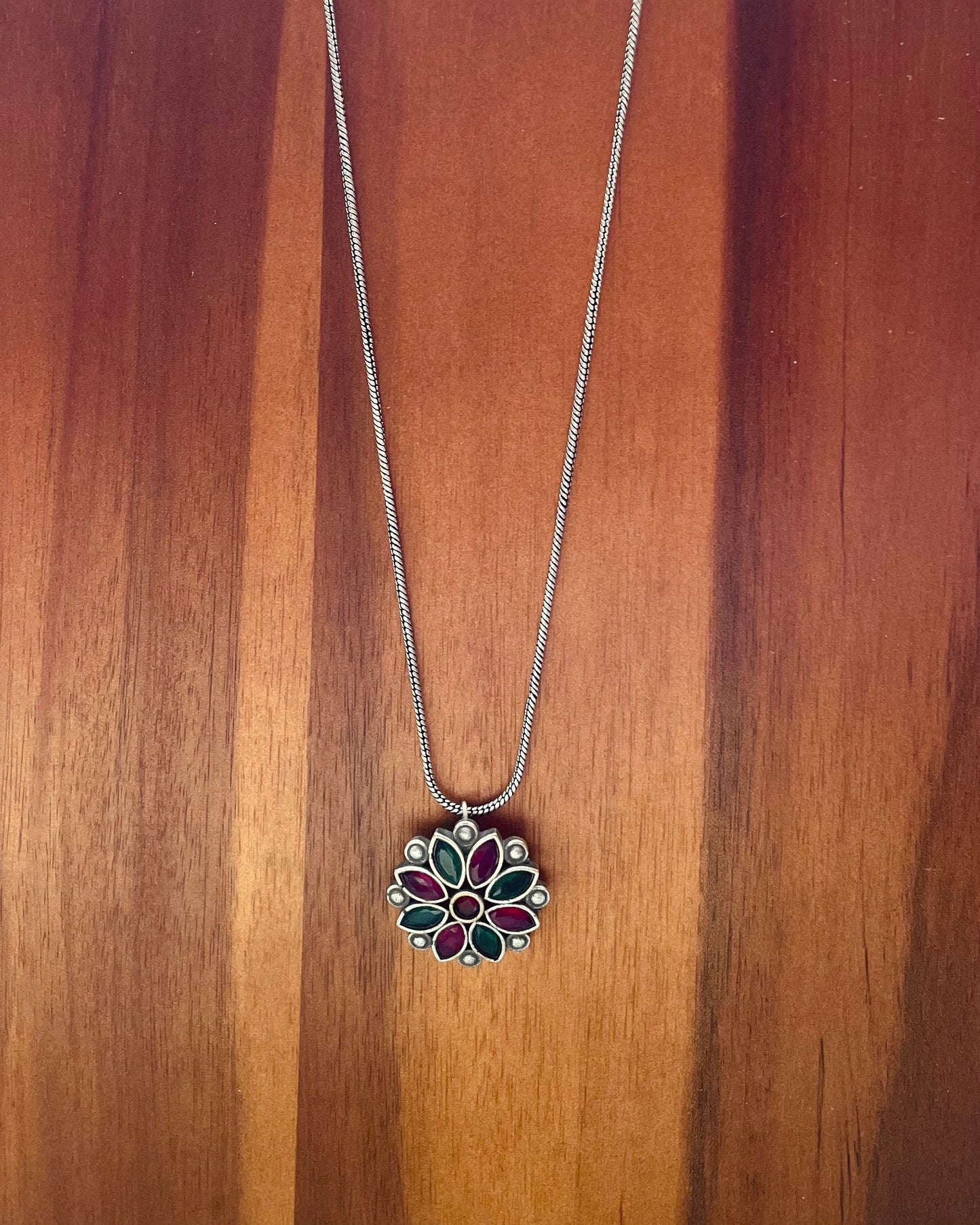 Anvayaa | Silver Plated Handcrafted Statement Pendant & Chain