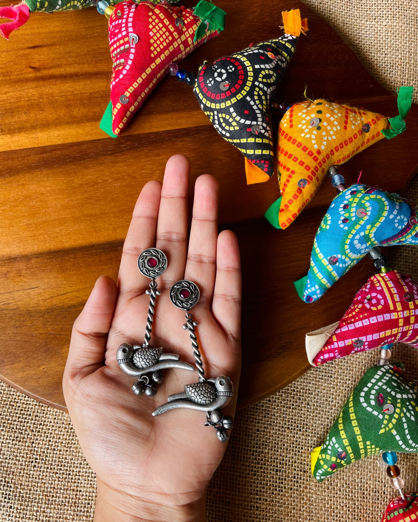 Raahi | Silver Plated Shrinkhala Statement Earrings