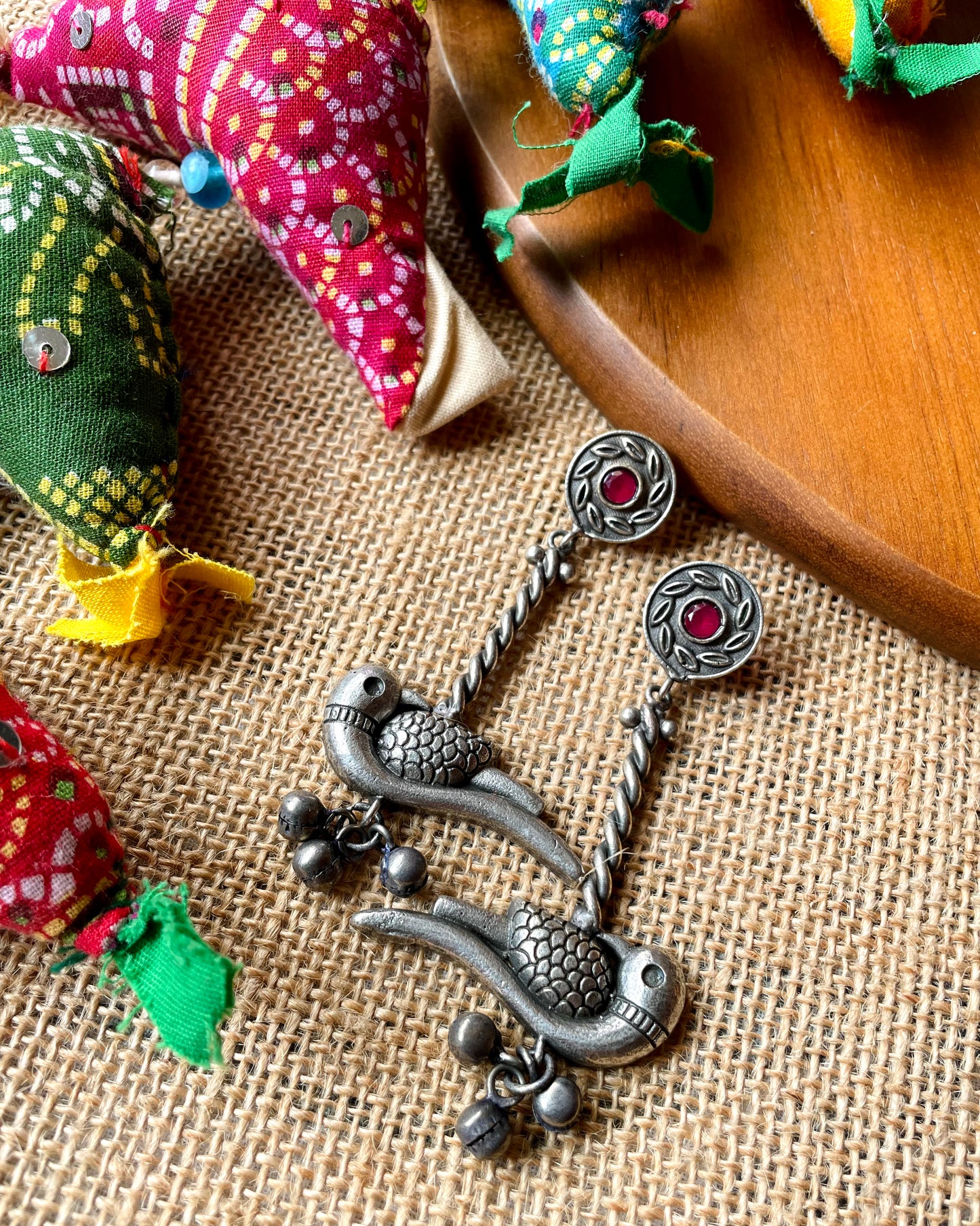 Raahi | Silver Plated Shrinkhala Statement Earrings