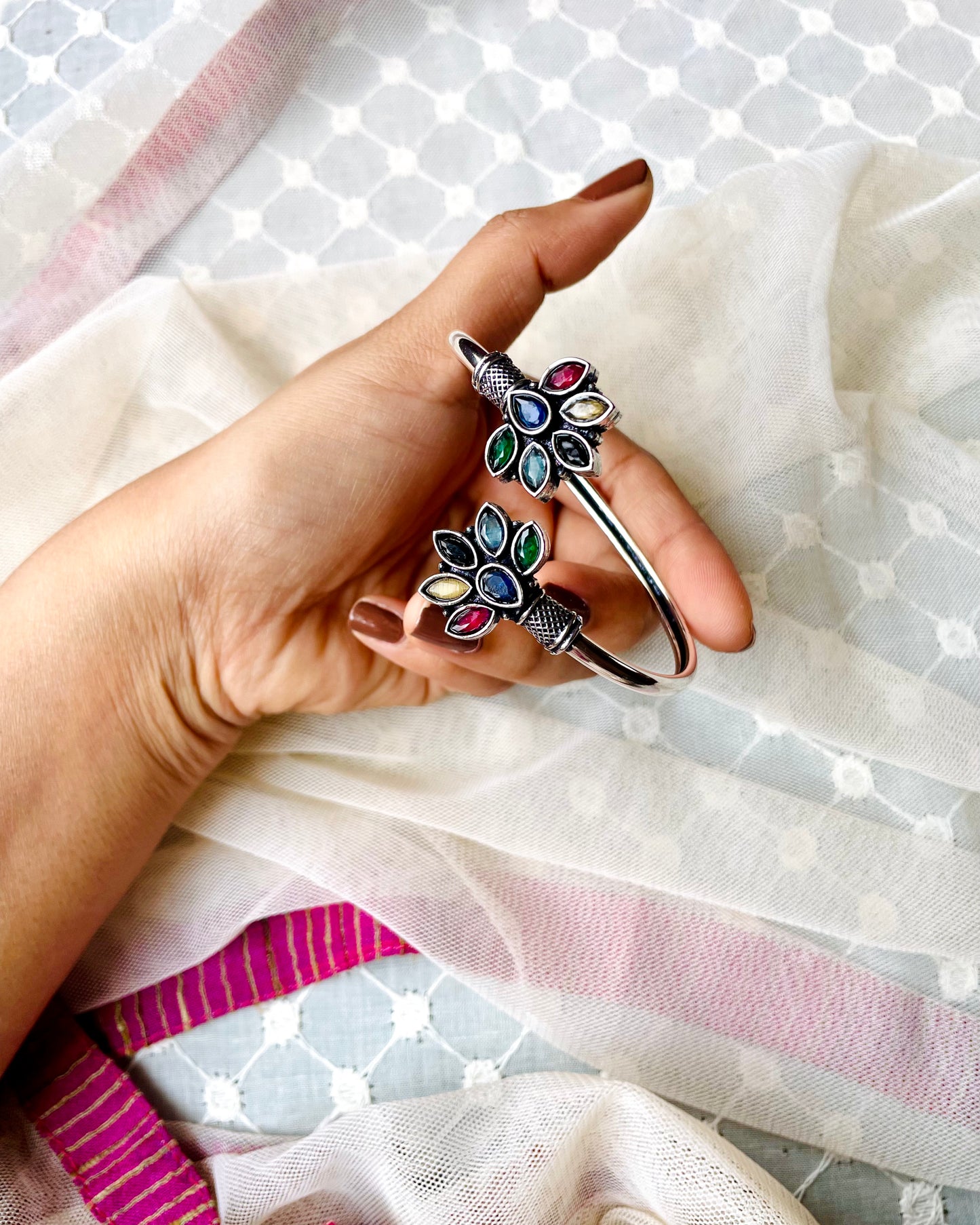 Amṛtā | Oxidised Artisanal Kada | Free Size