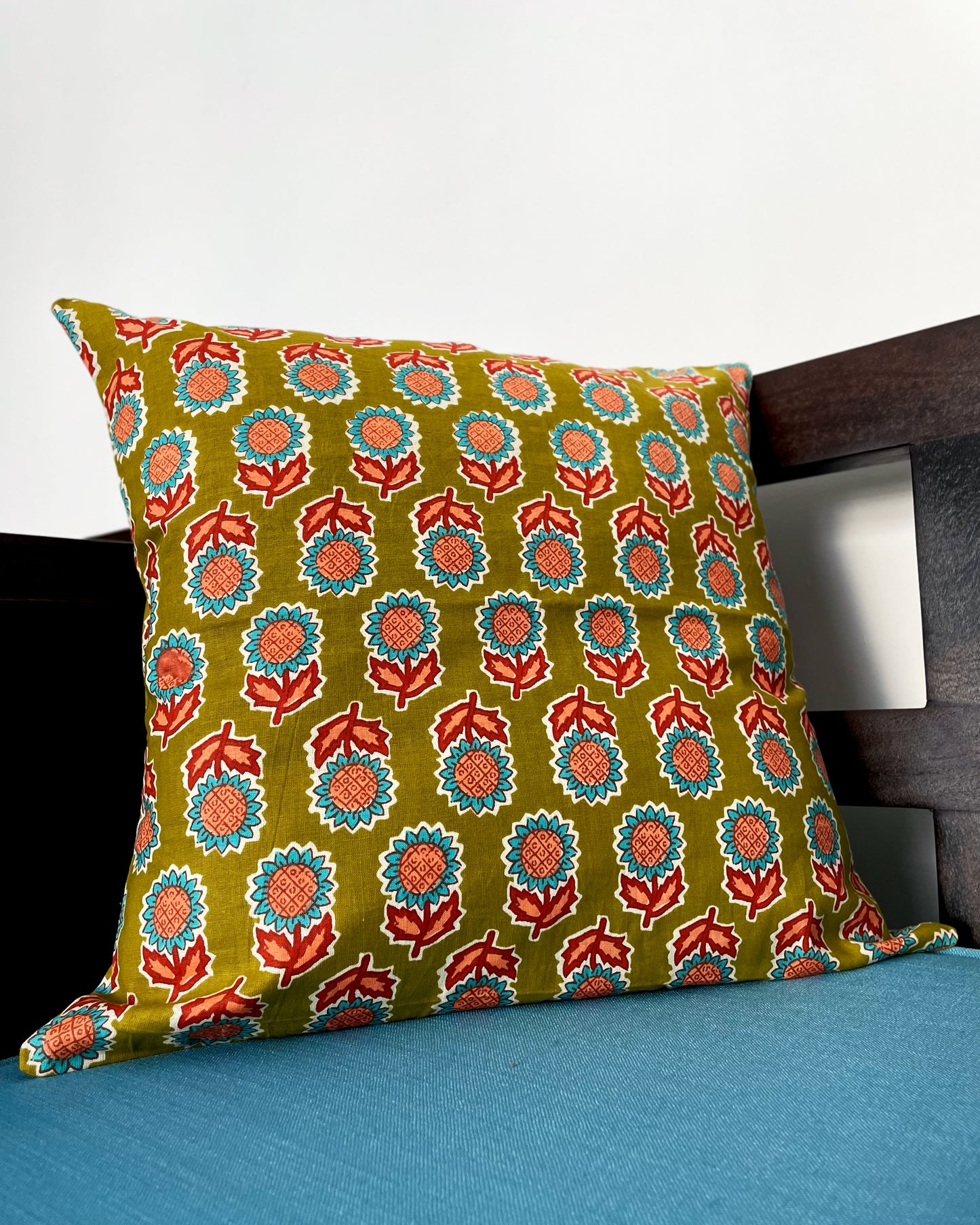 Floral Fusion | Pure Cotton Block Printed Cushion Covers | Set of 2