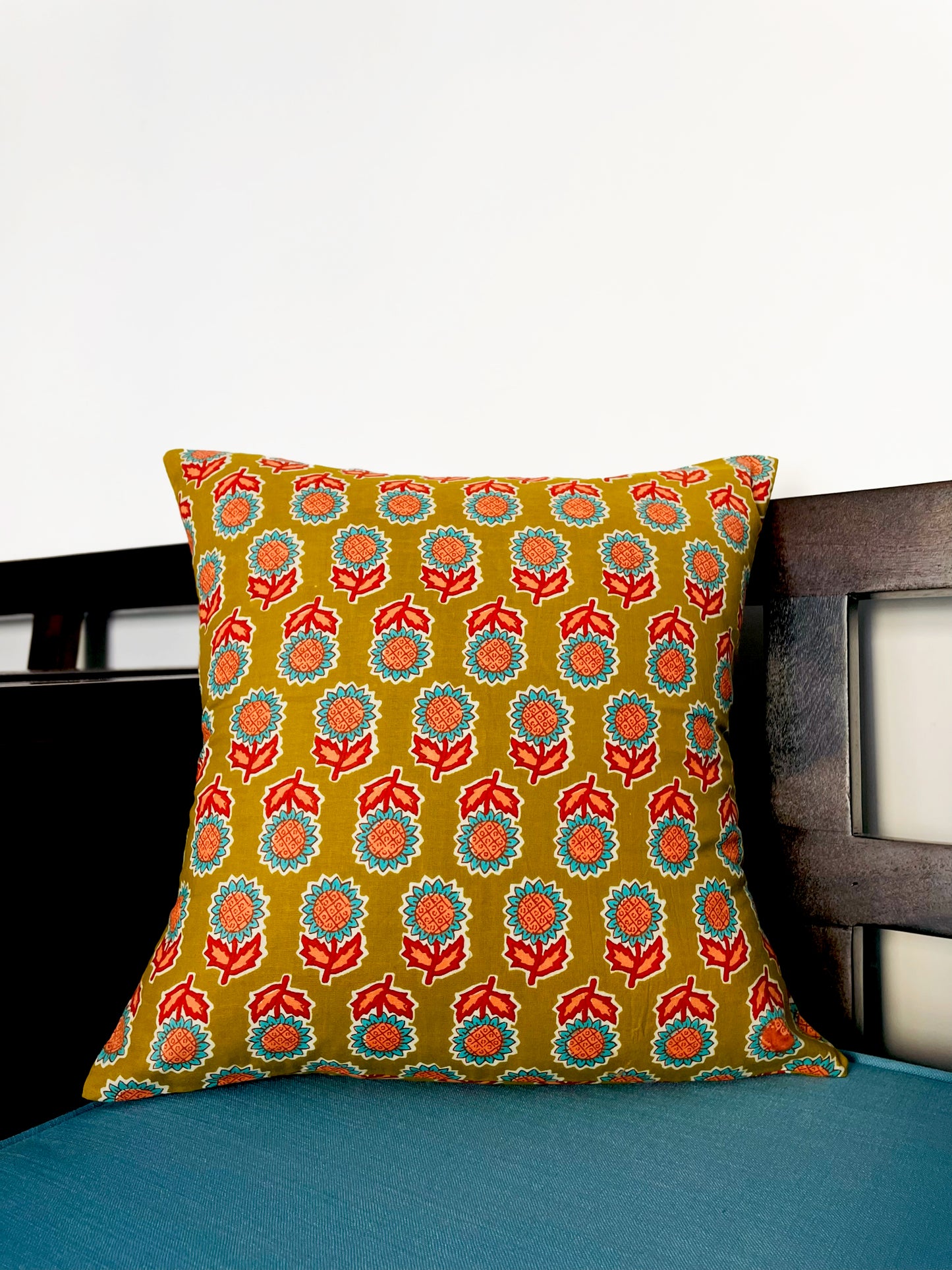 Sun-Kissed Botanicals | Pure Cotton Block Printed Cushion Covers | Set of 2