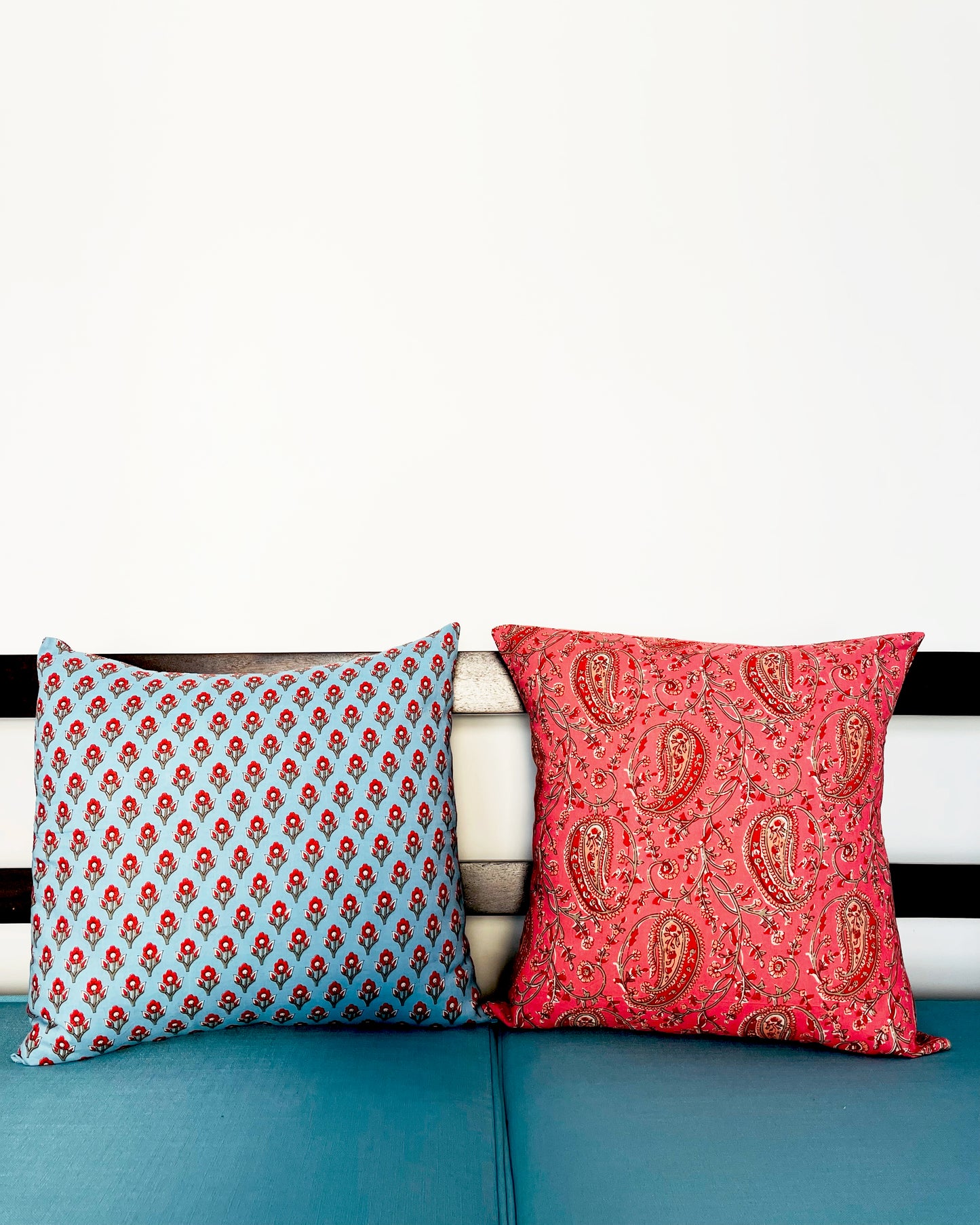 Paisley Mélange | Pure Cotton Block Printed Cushion Covers | Set of 2
