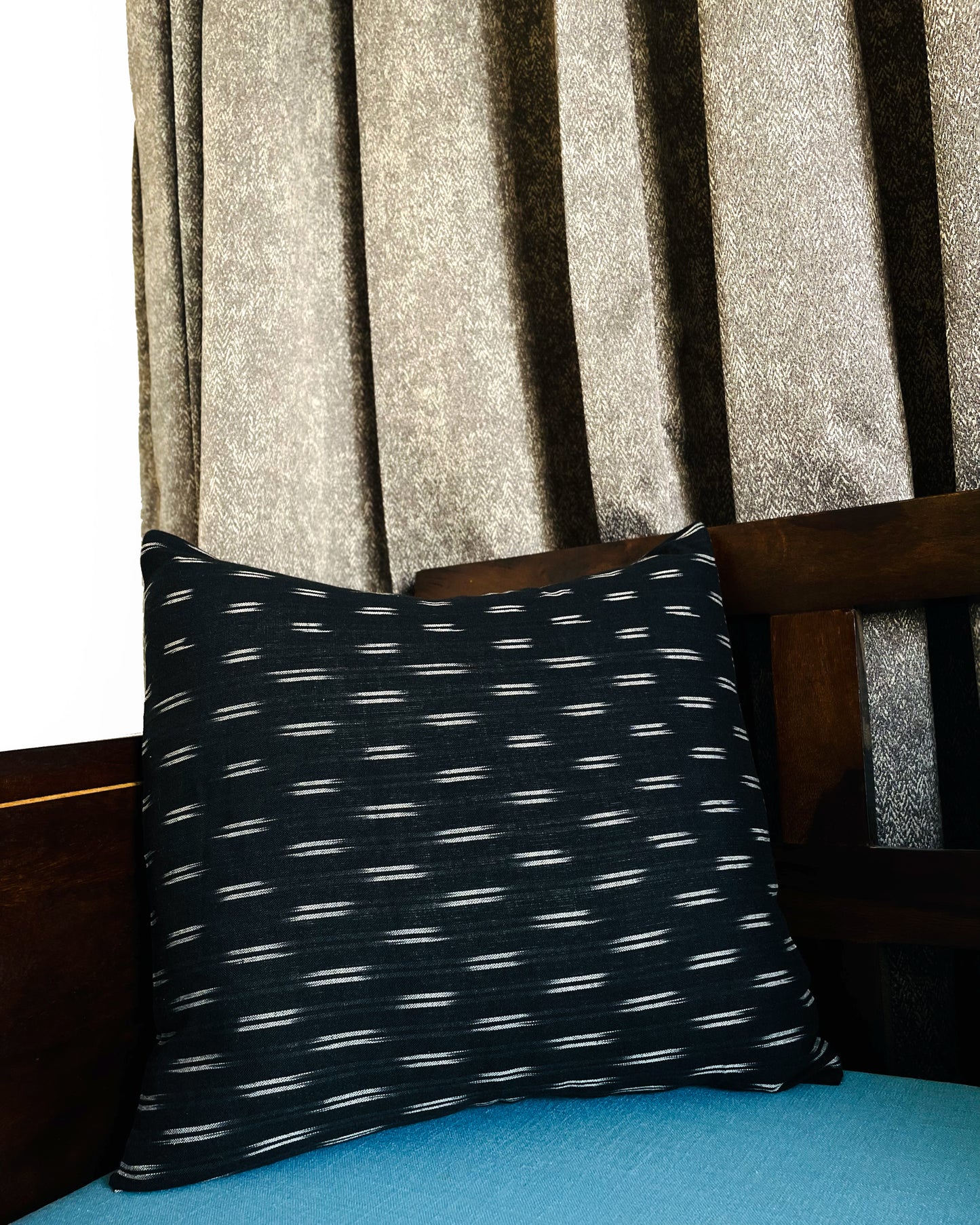 Harmony in Contrasts | Pure Cotton Ikkat & Block-printed Cushion Covers | Set of 2