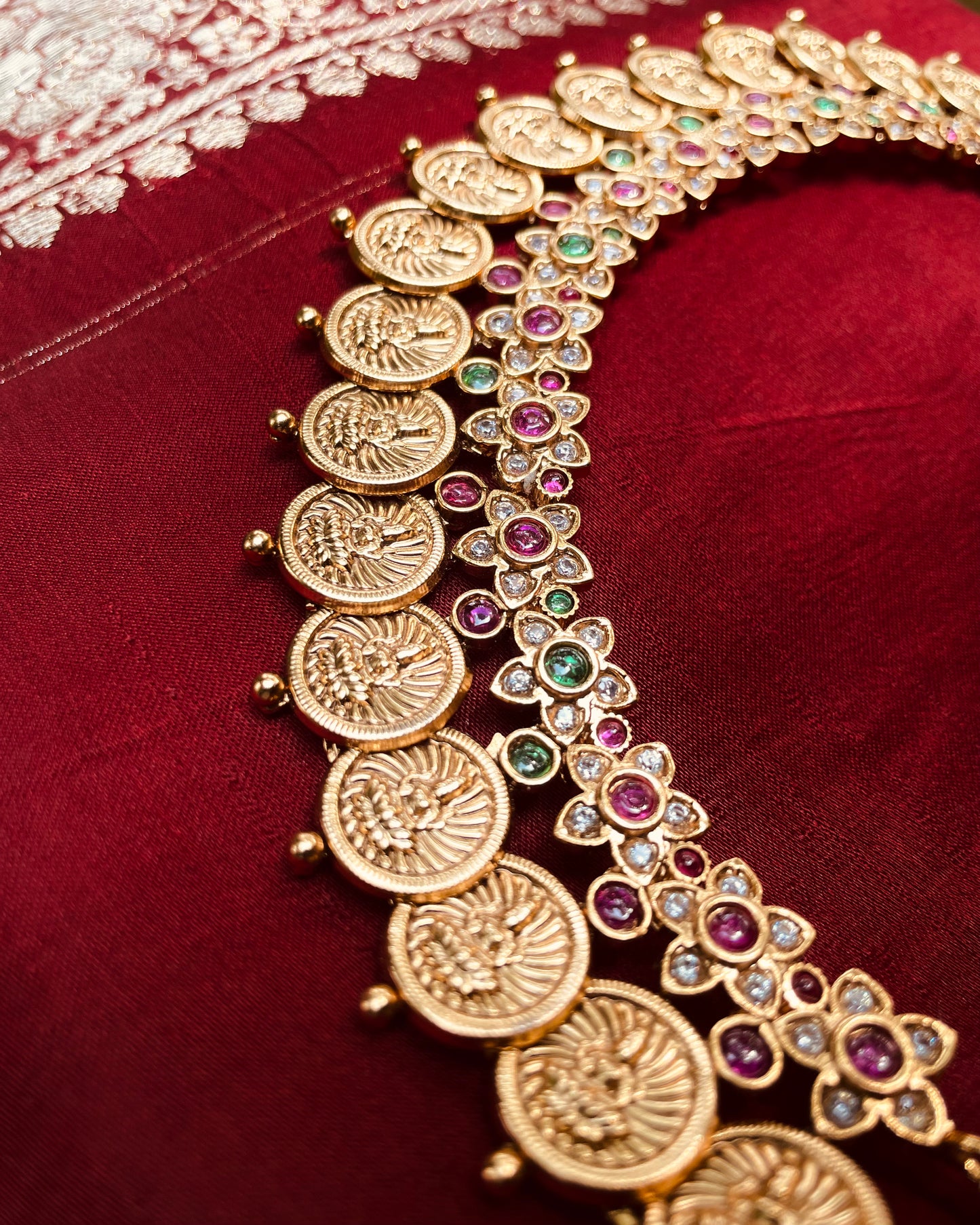 Coins of Heritage | Antique Kaashu Maala with Rich Stonework | Edit त्रिकाय