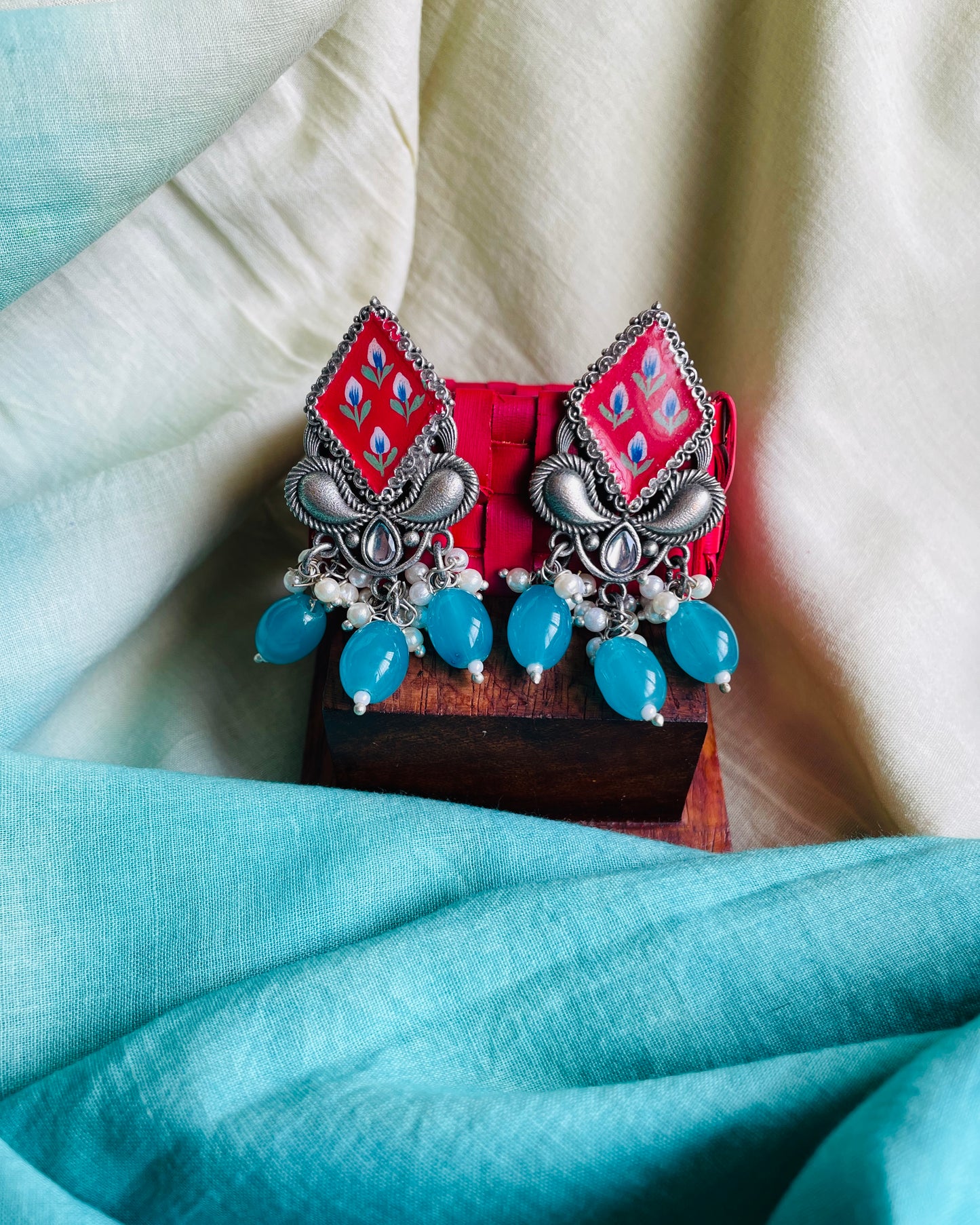 Miraaya Meenakari Handpainted Stud Earrings