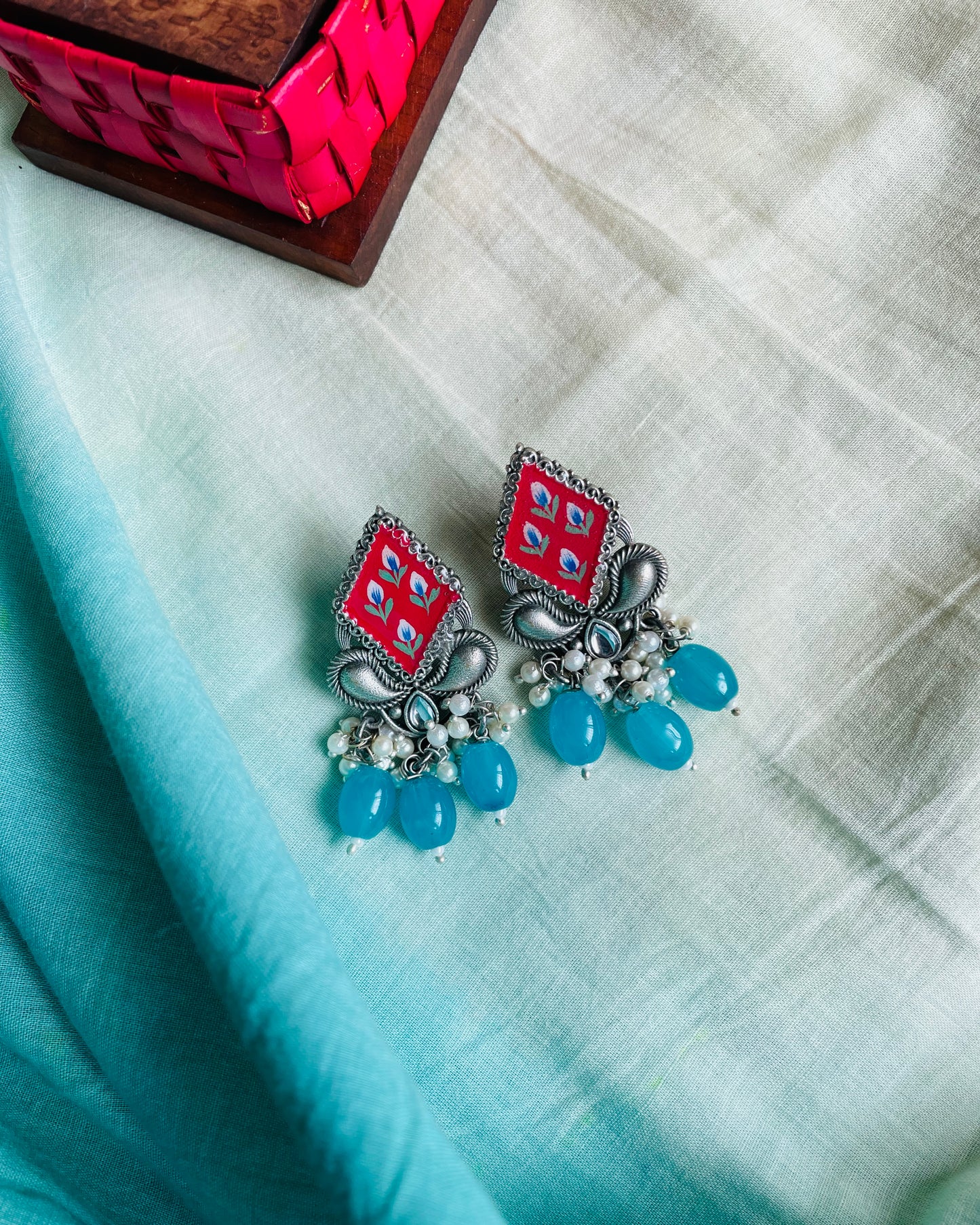 Miraaya Meenakari Handpainted Stud Earrings