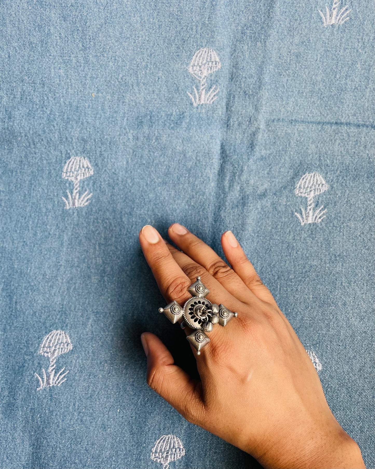 Yantra | Silver Plated Oxidised Ring