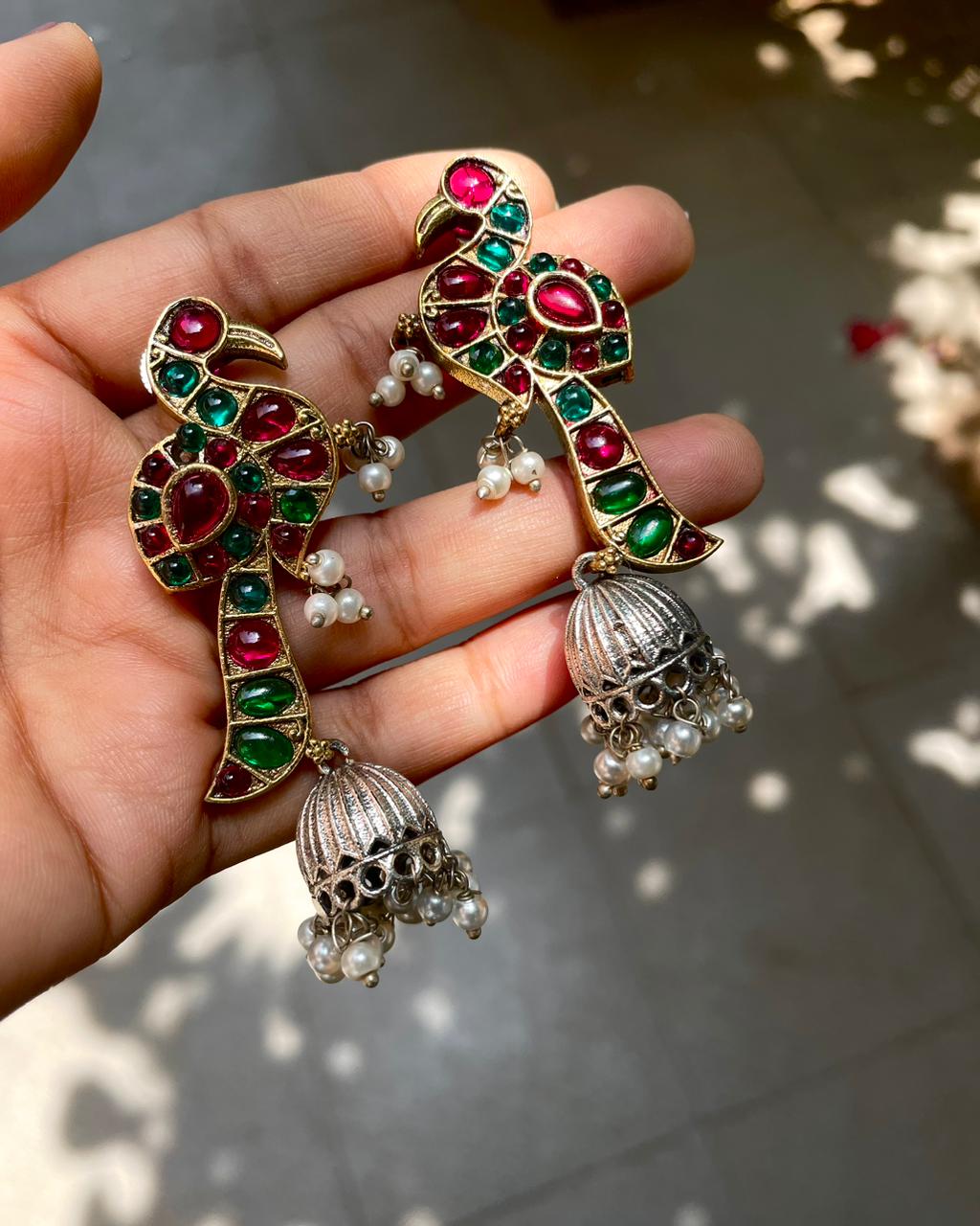 RatnaMayil | Temple-Inspired Kemp Jhumkis