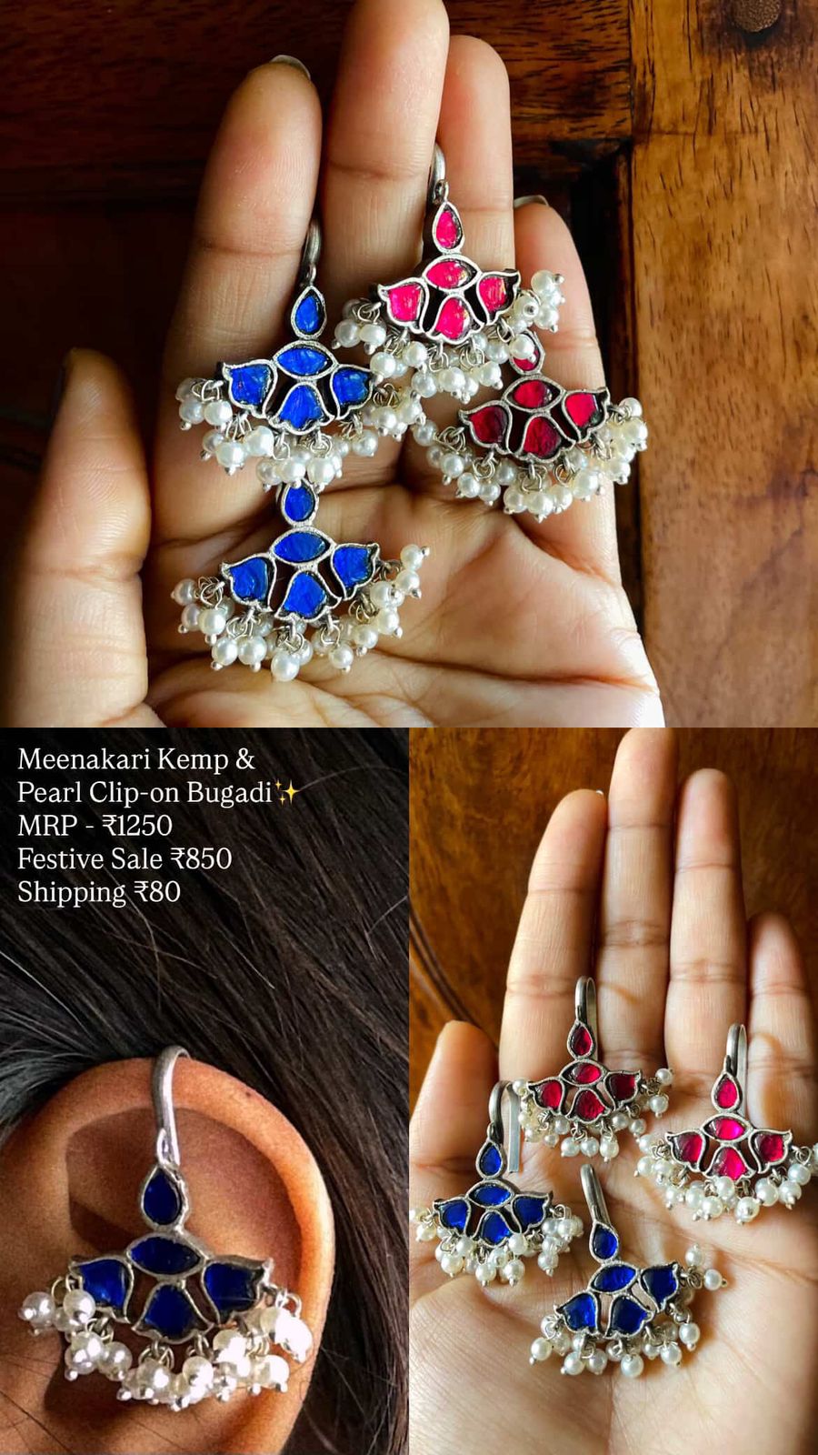 Taaraka | Meenakari Kemp Bugadi by the कारीगर | Silver Plated