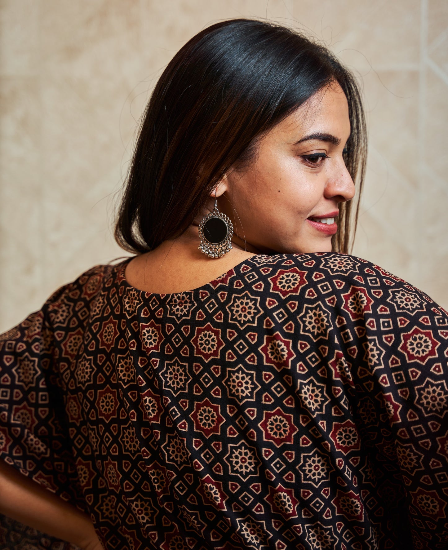 Ainiti Block-Printed Long Kaftan