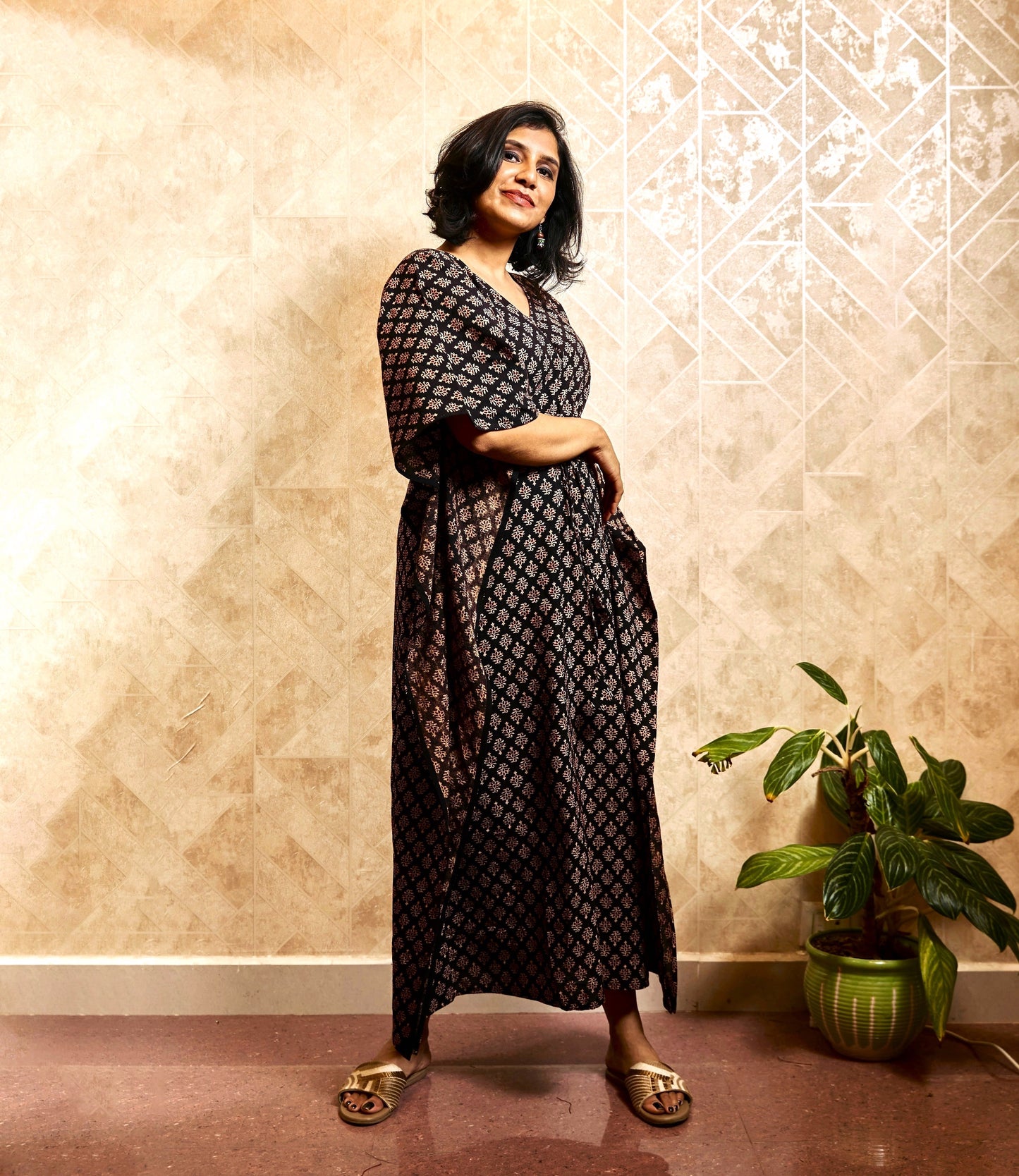 Aarvee Block-Printed Long Kaftan