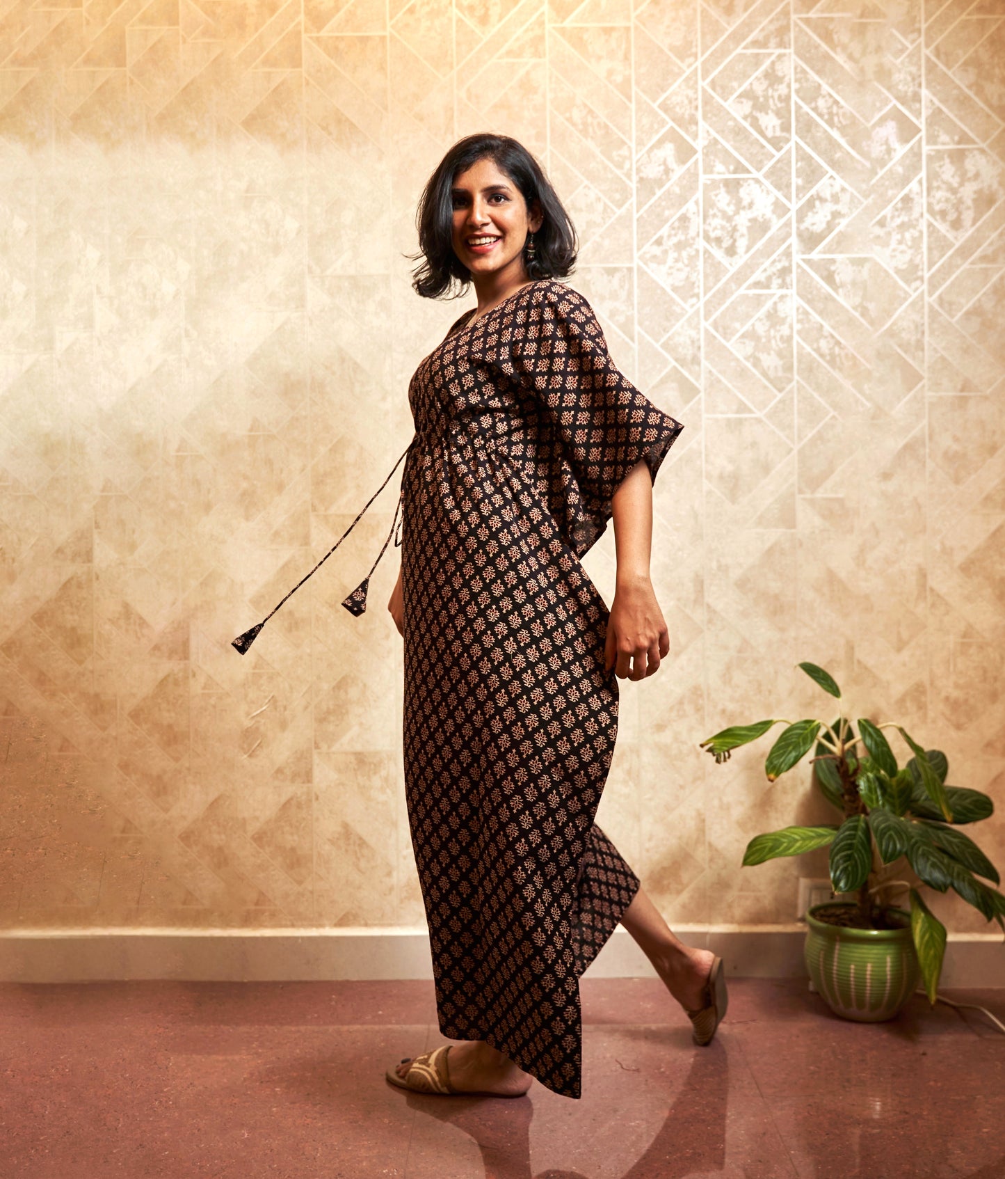 Aarvee Block-Printed Long Kaftan