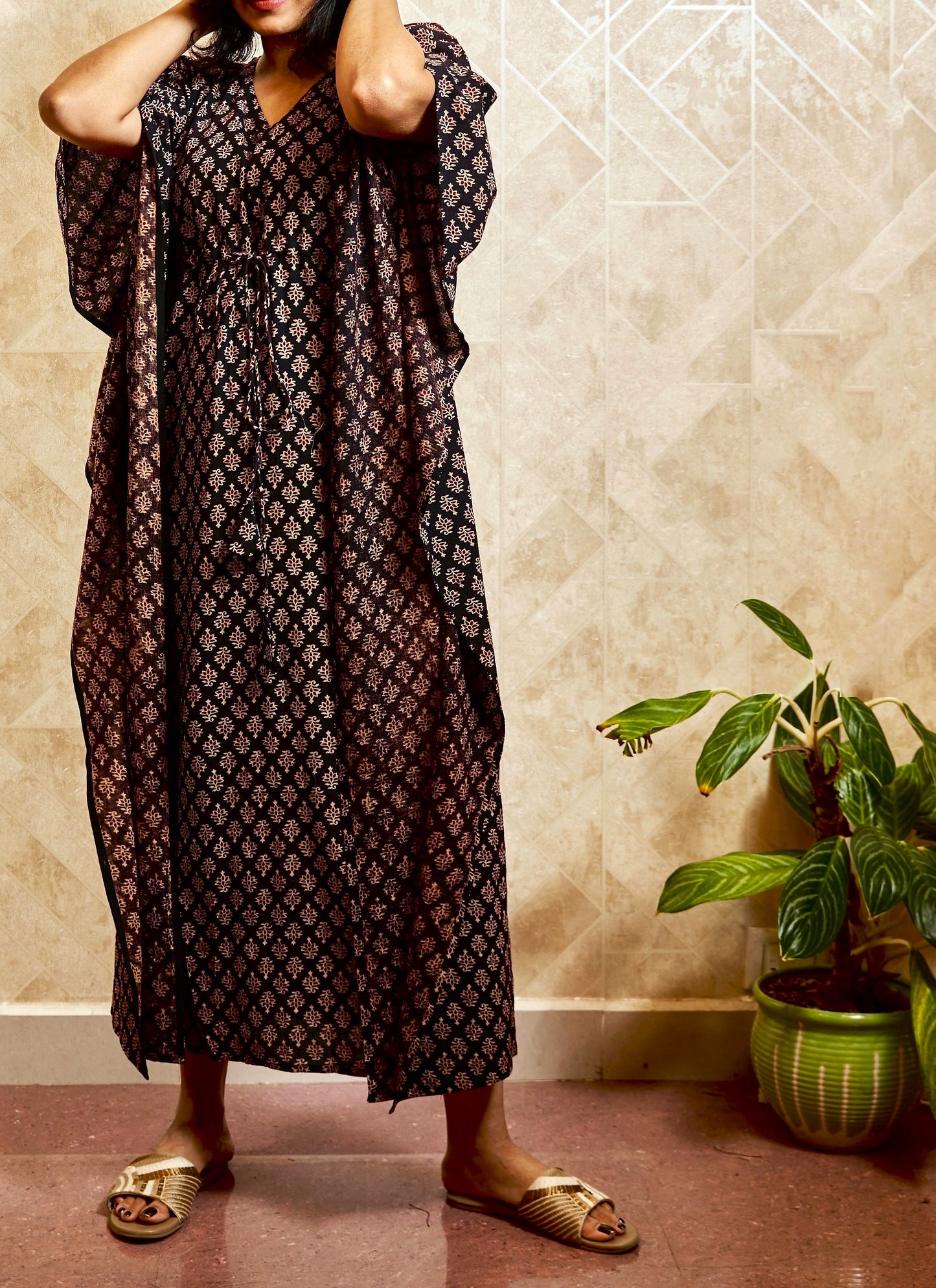 Aarvee Block-Printed Long Kaftan