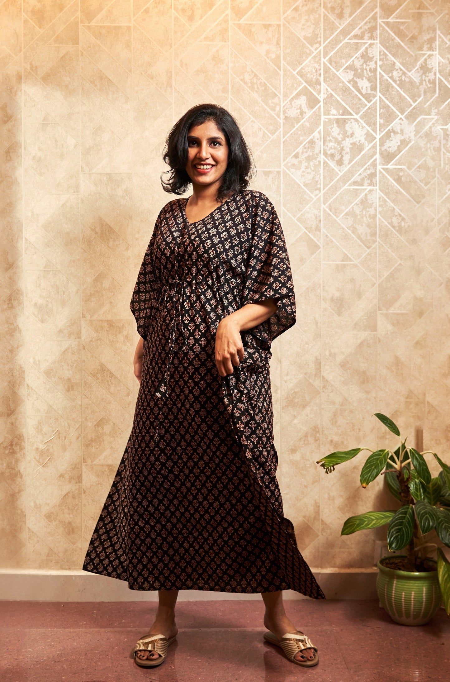 Aarvee Block-Printed Long Kaftan