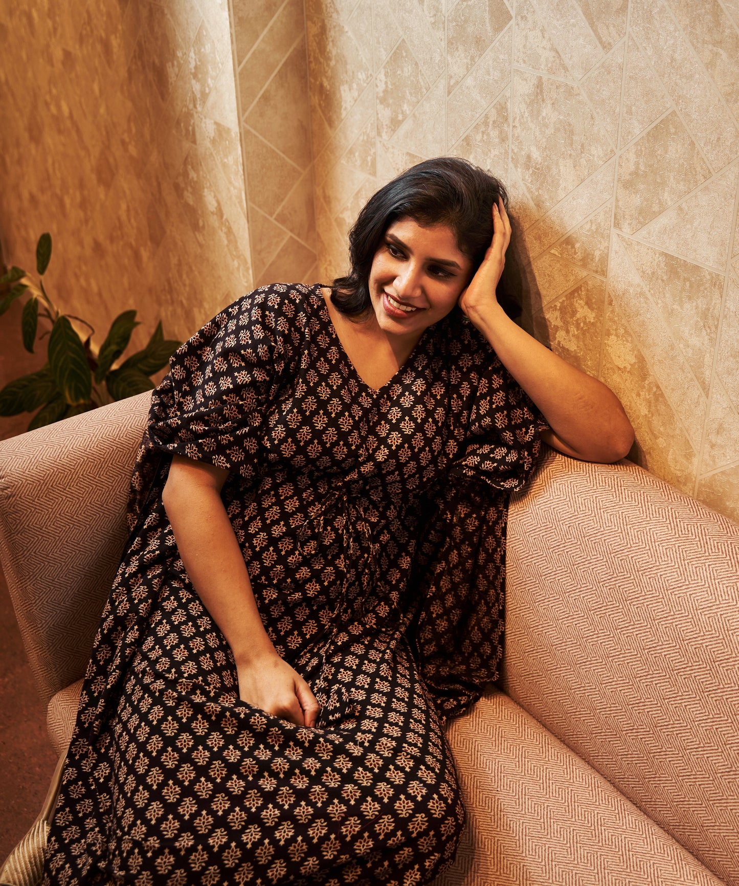 Aarvee Block-Printed Long Kaftan
