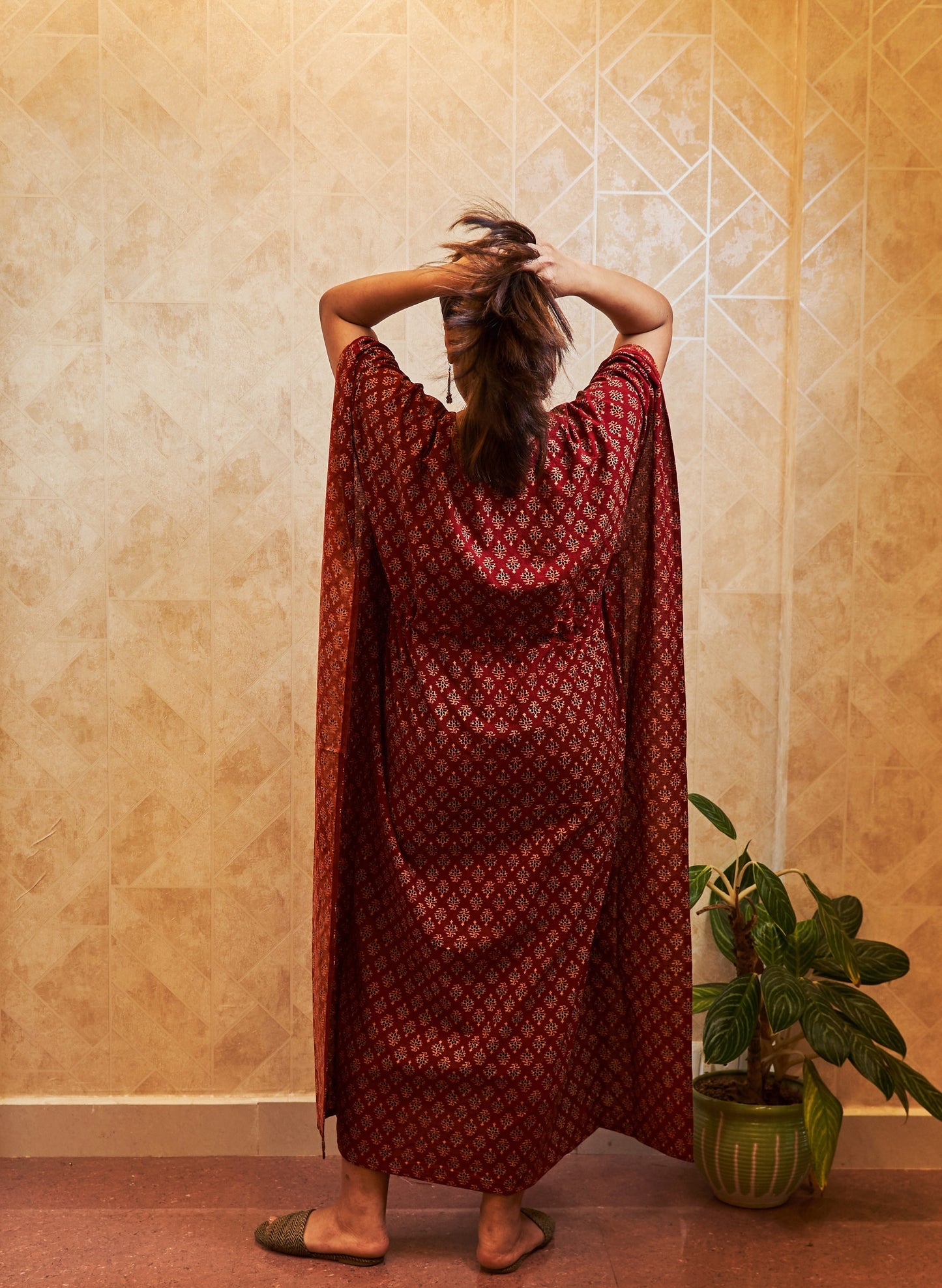 Avhni Block-Printed Long Kaftan