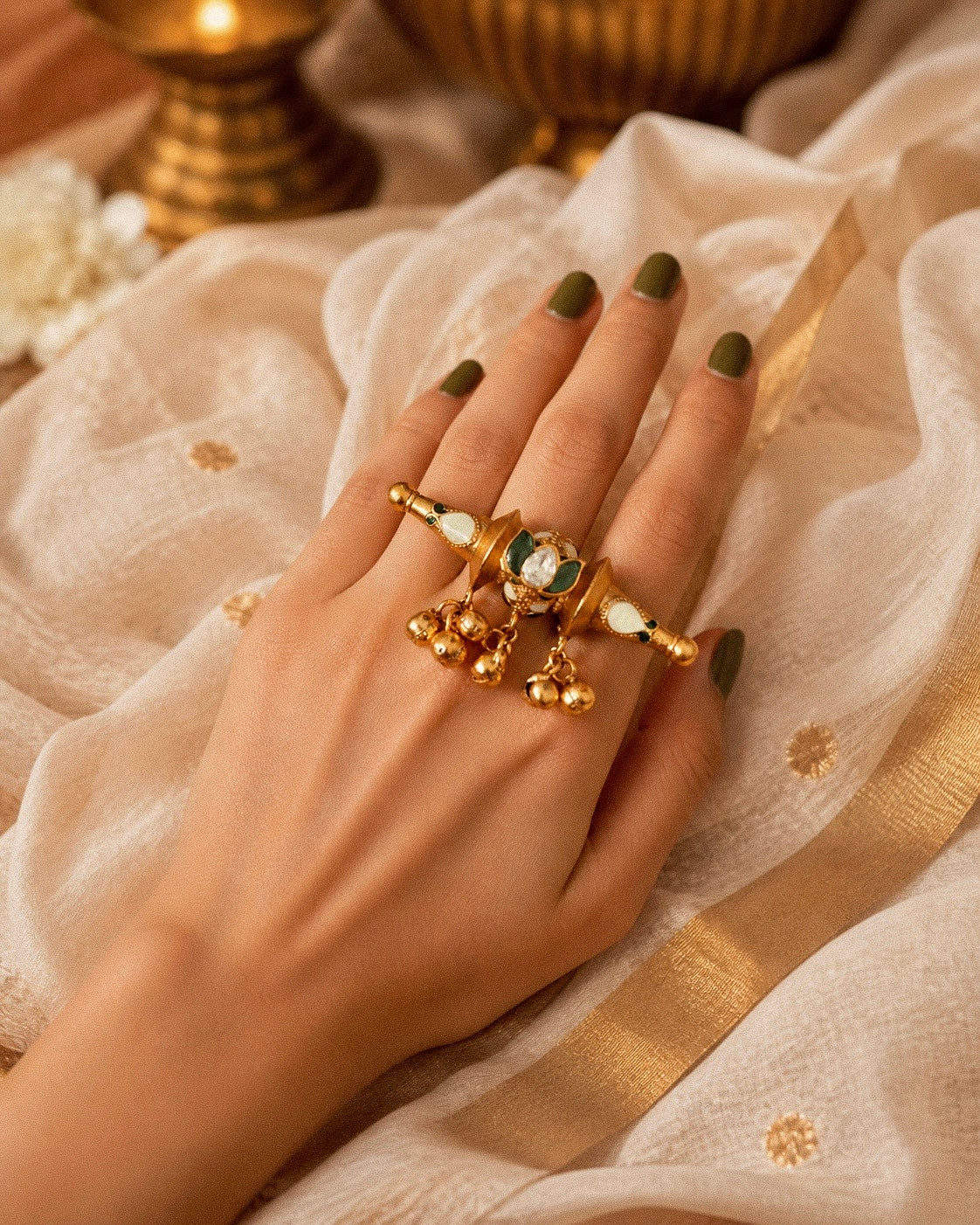 Kavacha Ratna | Antique Adjustable Statement Finger Ring