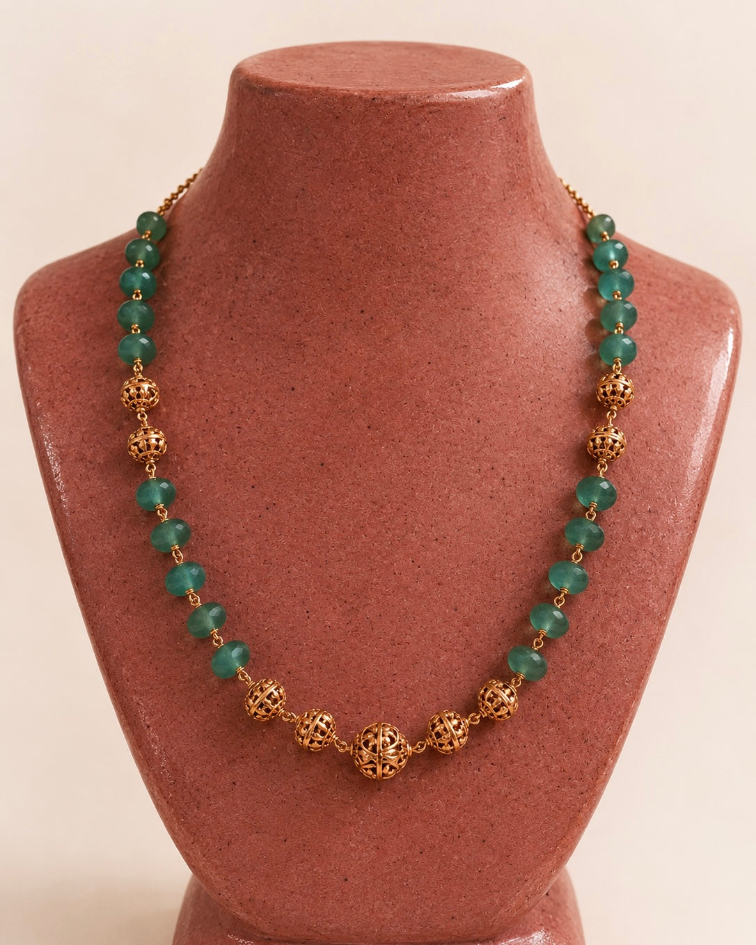 Teal & Temple Gold | Vintage Beaded Necklace |The Beaded Affair