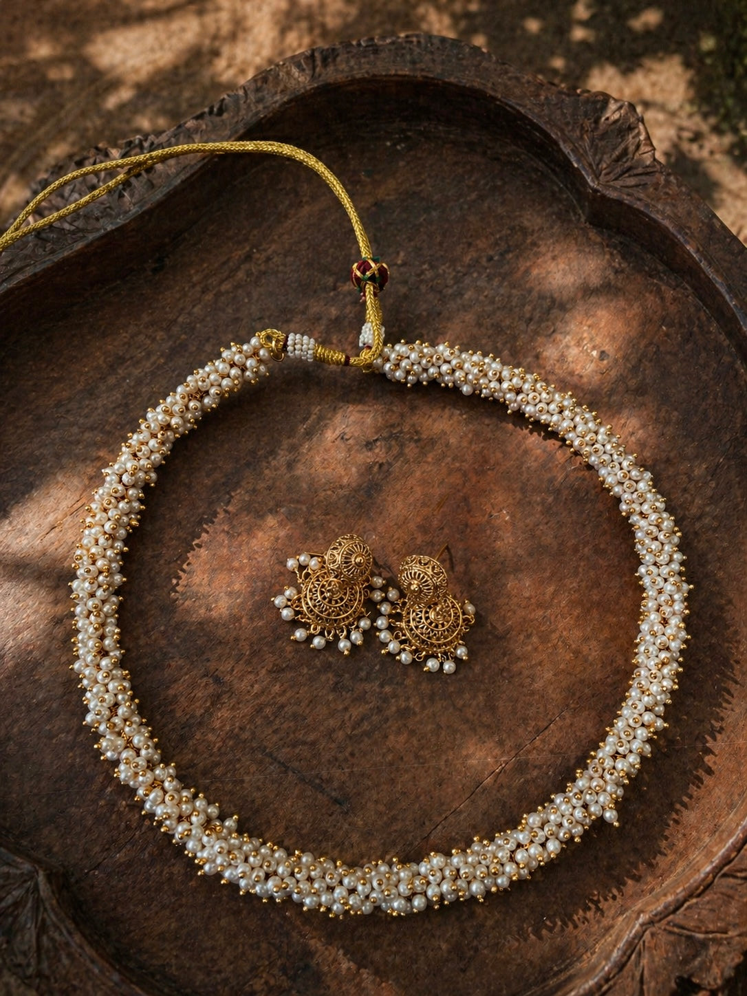Cluster Pearl Orbit | Gold-Plated Contemporary Choker Set