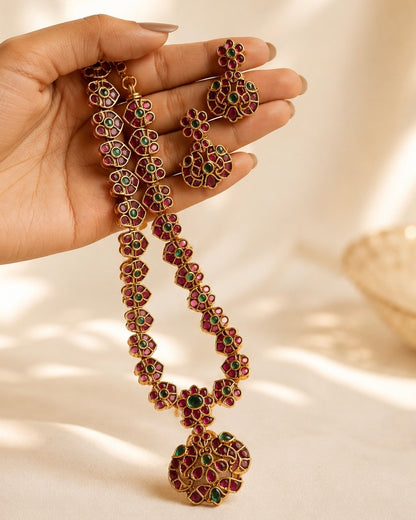 Bloom of Ratna. V2 | Antique Heritage Inspired Jadau Kemp Choker Set | Onam'26
