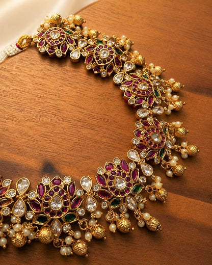 Thamara Valli | Antique Matte Gold Choker Set with Kemp & Kundan Stones| Onam’26
